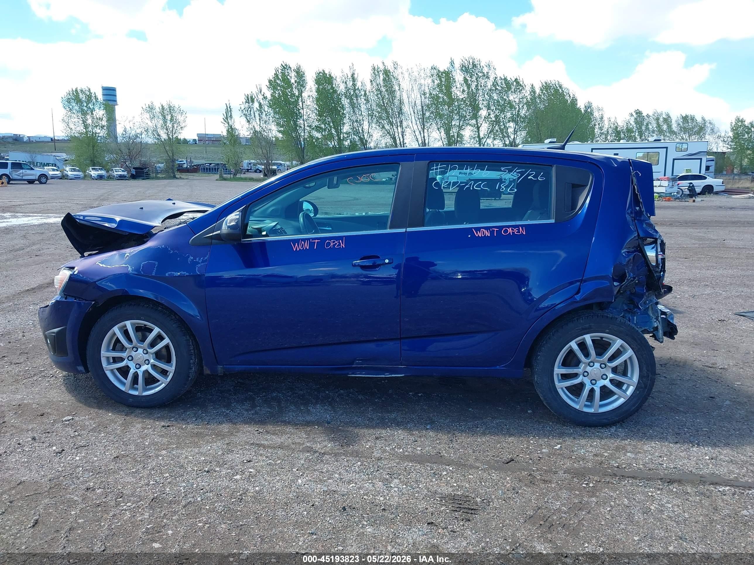 2014 Chevrolet Sonic Lt Auto Blue vin: 1G1JC6SH3E4149321