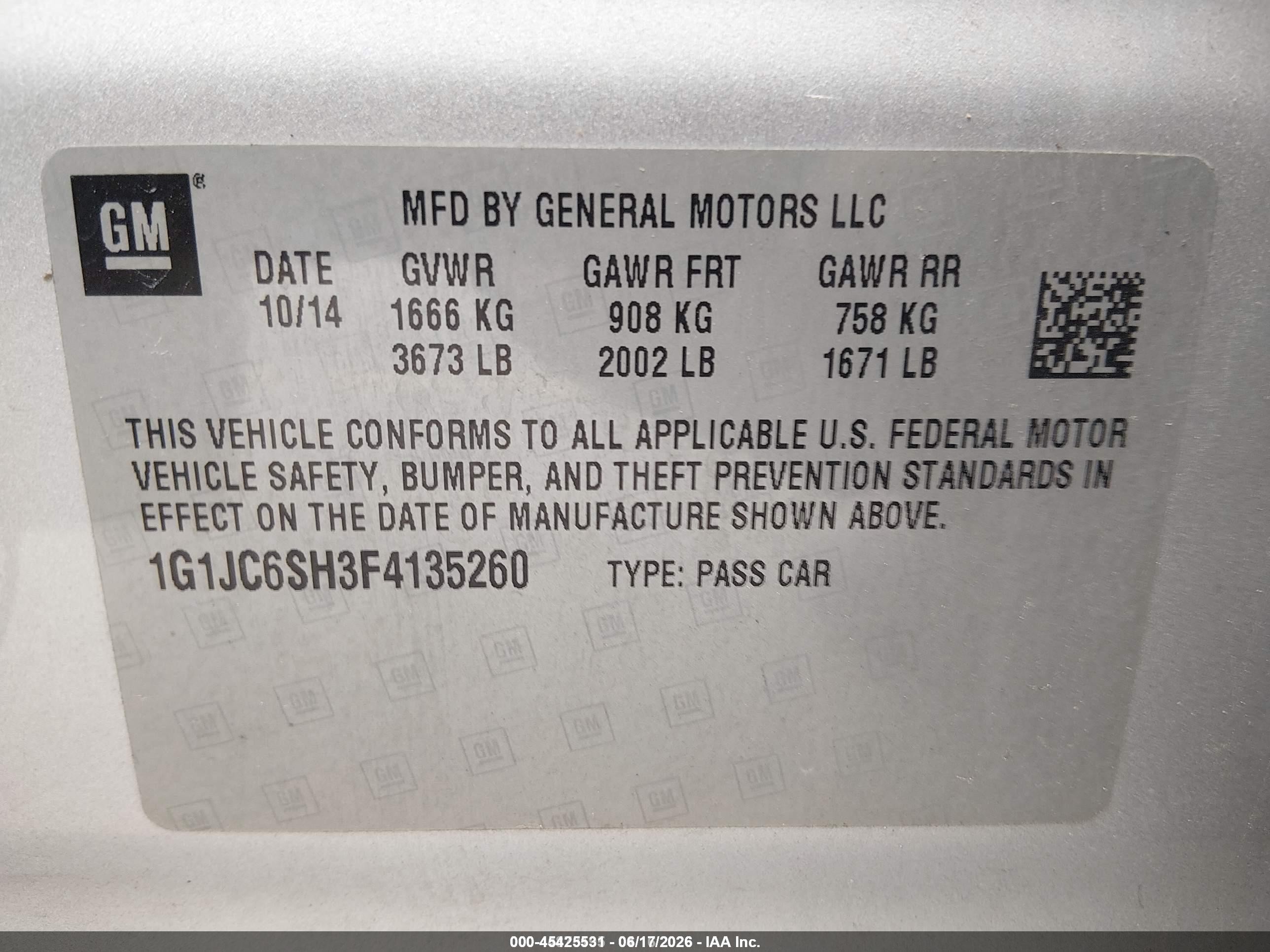 2015 Chevrolet Sonic Lt Auto Silver vin: 1G1JC6SH3F4135260