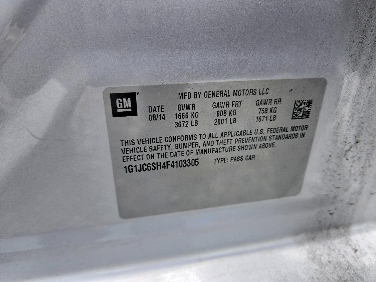 2015 Chevrolet Sonic Lt Серебряный vin: 1G1JC6SH4F4103305