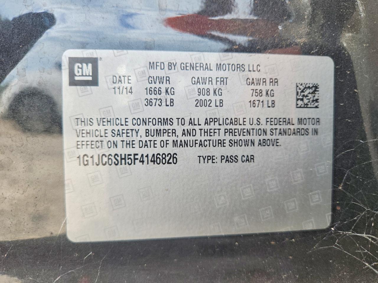2015 Chevrolet Sonic Lt Gray vin: 1G1JC6SH5F4146826