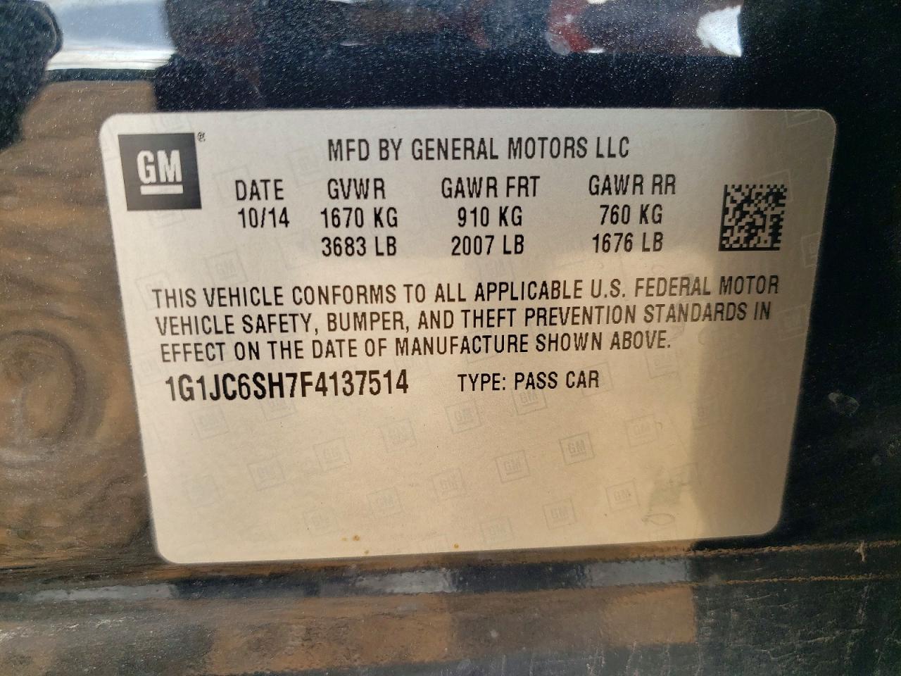 2015 Chevrolet Sonic Lt Charcoal vin: 1G1JC6SH7F4137514