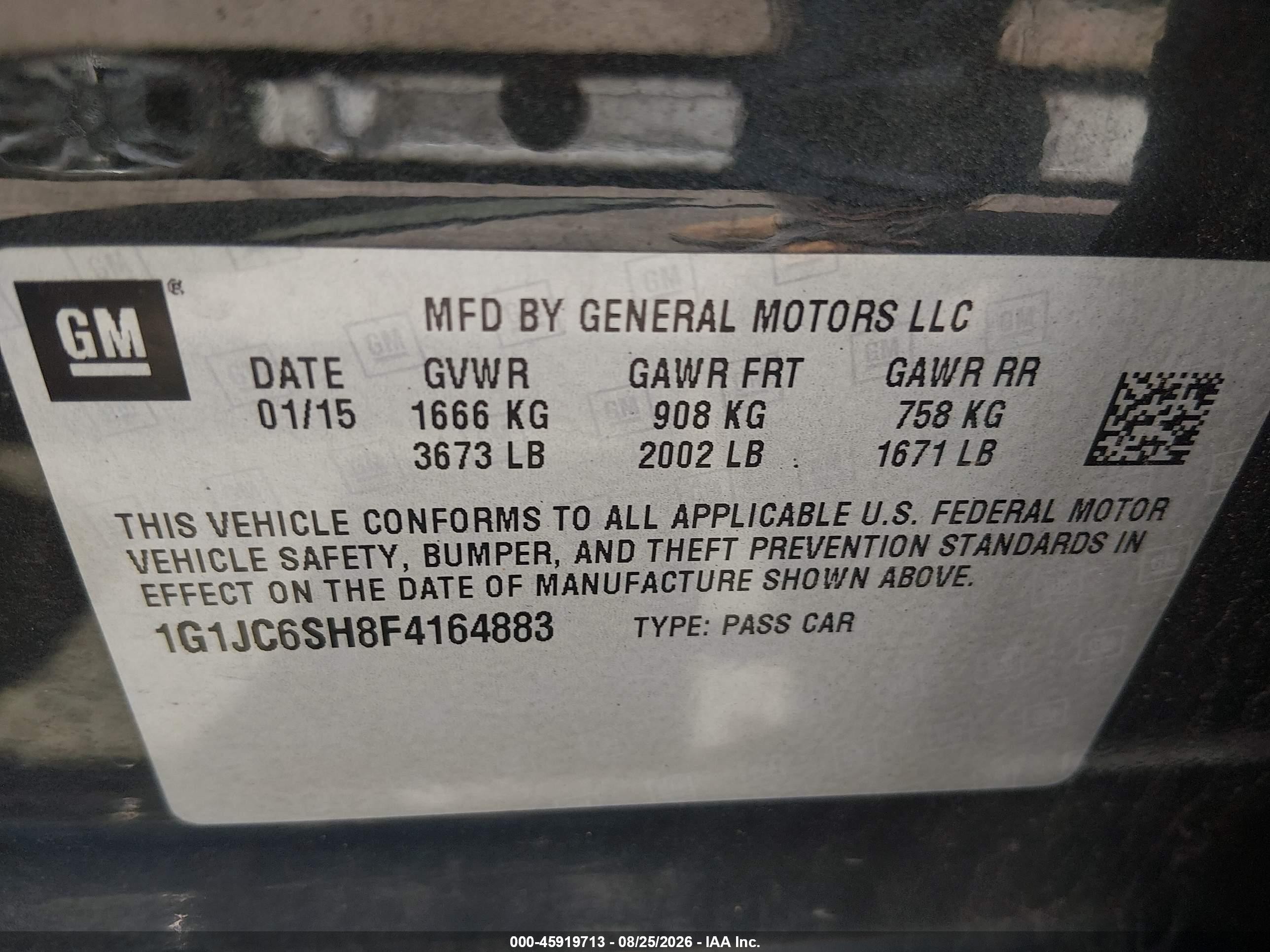 2015 Chevrolet Sonic Lt Auto Gray vin: 1G1JC6SH8F4164883