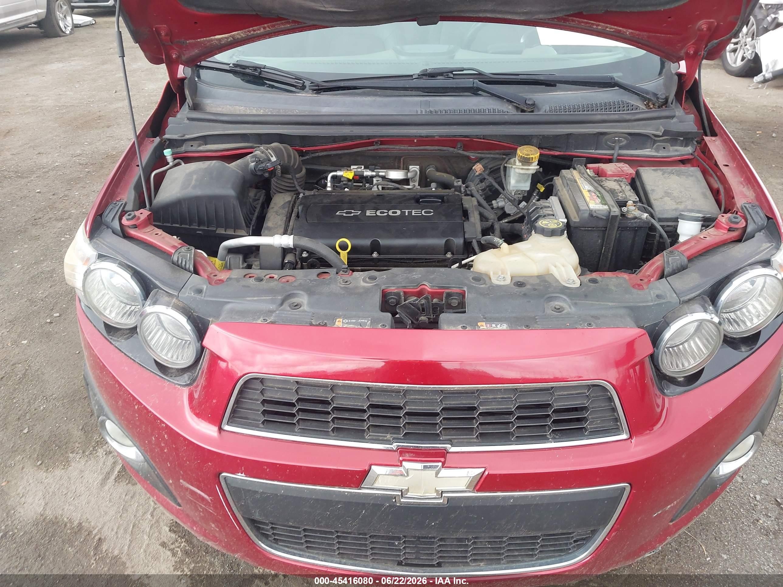 2013 Chevrolet Sonic Lt Auto Красный vin: 1G1JC6SH9D4108819