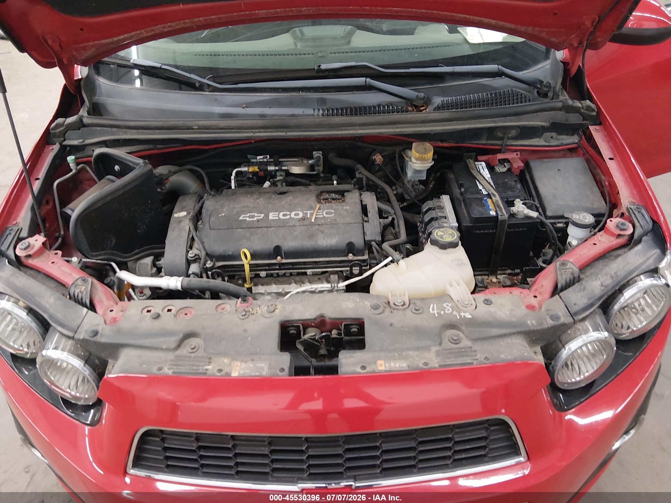 2013 Chevrolet Sonic Lt Auto Red vin: 1G1JC6SHXD4235210