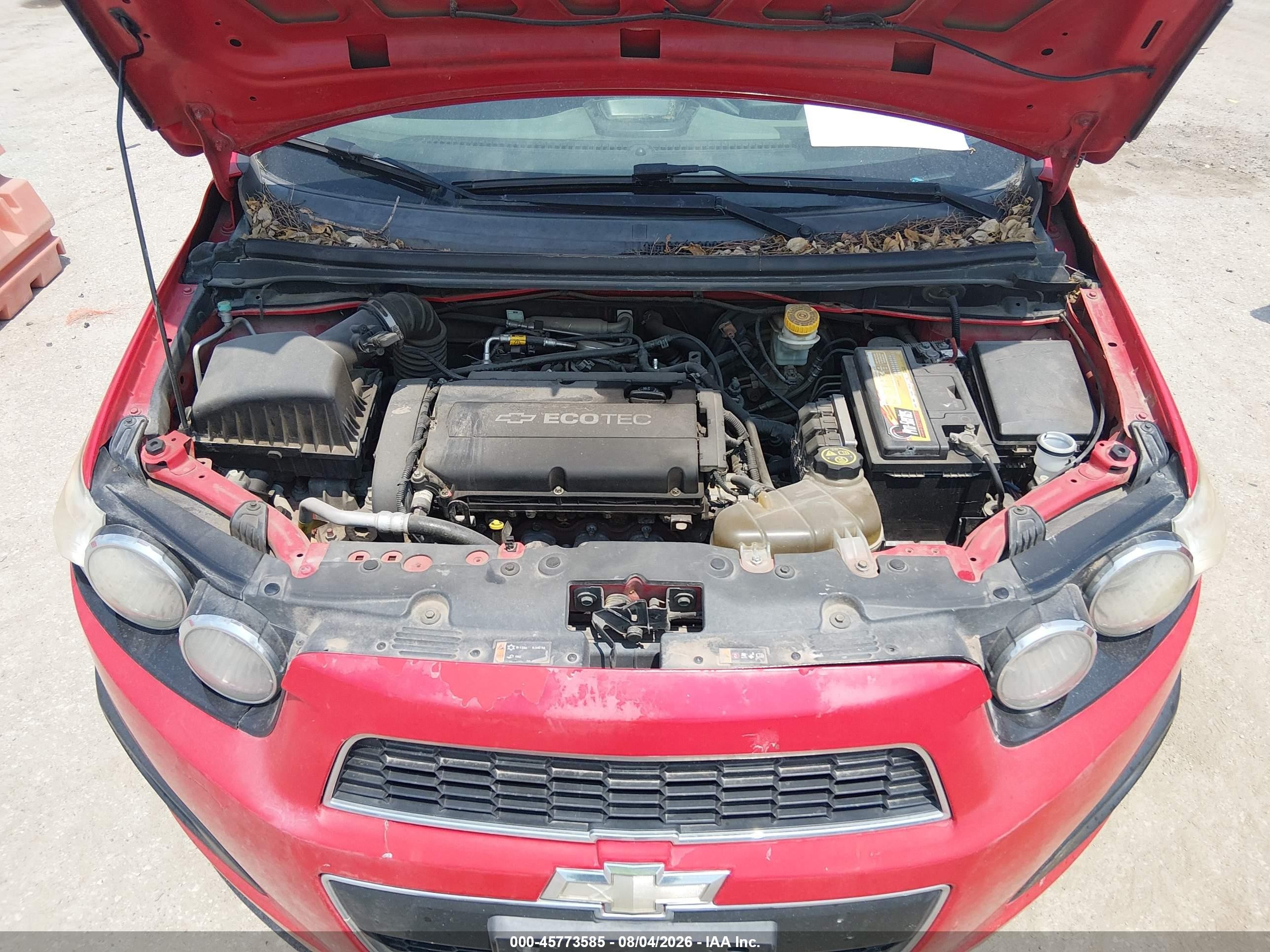 2014 Chevrolet Sonic Lt Auto Red vin: 1G1JC6SHXE4149445