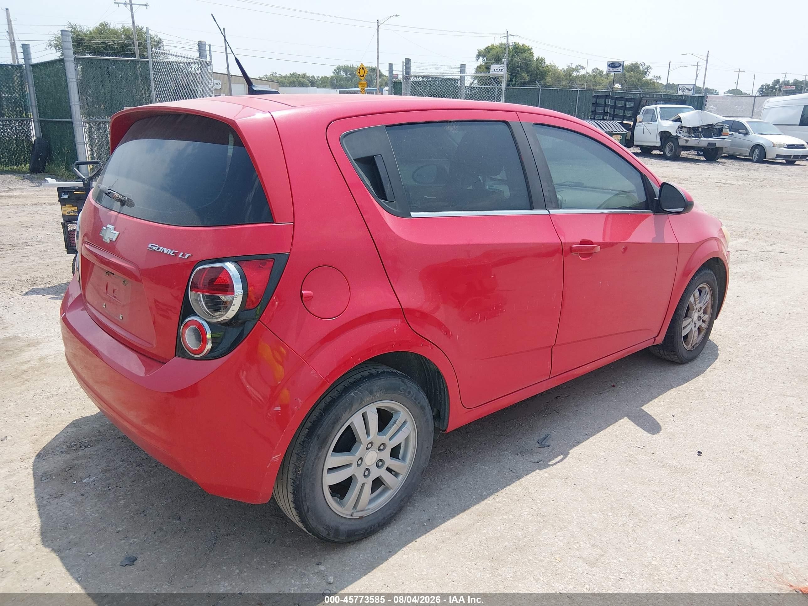 2014 Chevrolet Sonic Lt Auto Red vin: 1G1JC6SHXE4149445