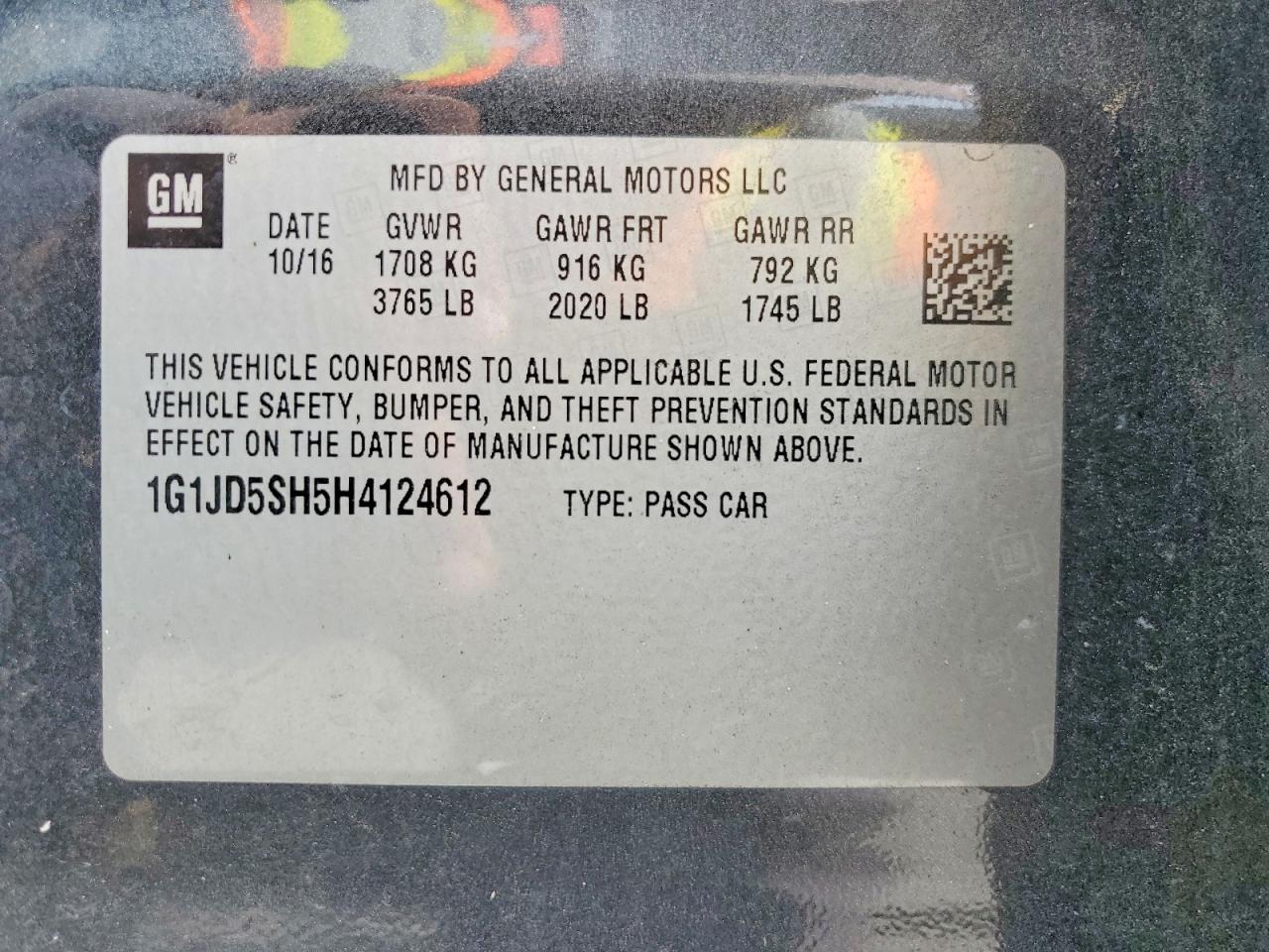2017 Chevrolet Sonic Lt Gray vin: 1G1JD5SH5H4124612