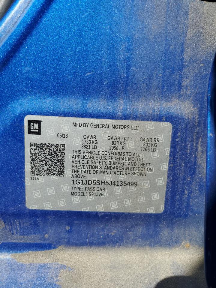2018 Chevrolet Sonic Lt Синий vin: 1G1JD5SH5J4135499
