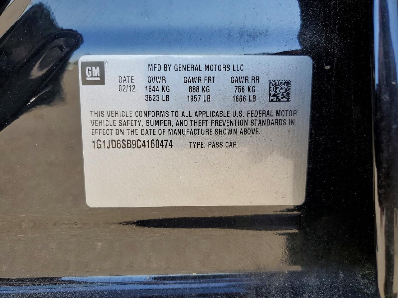 2012 Chevrolet Sonic Lt Black vin: 1G1JD6SB9C4160474