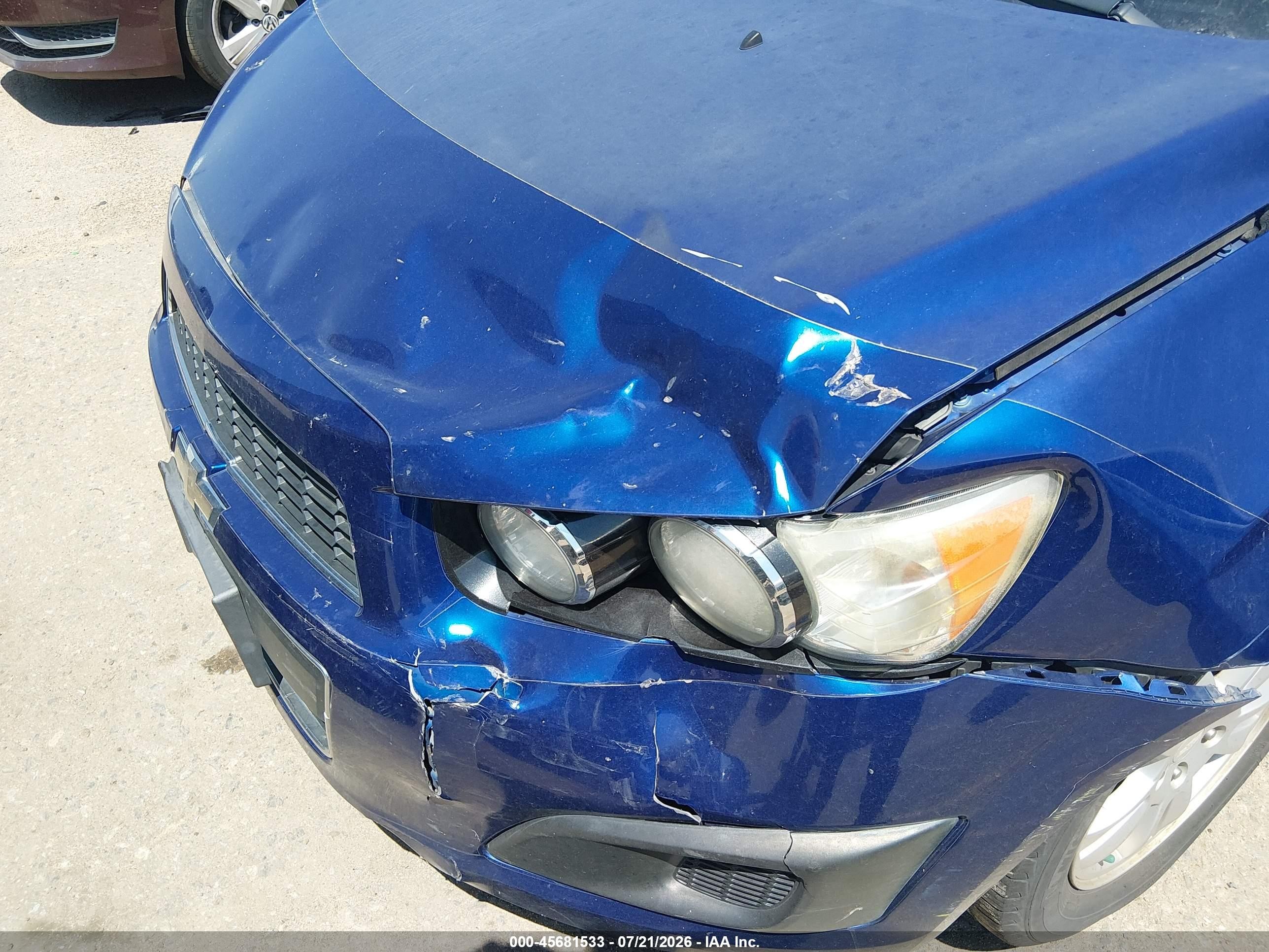 2013 Chevrolet Sonic Lt Manual Blue vin: 1G1JD6SH5D4207697