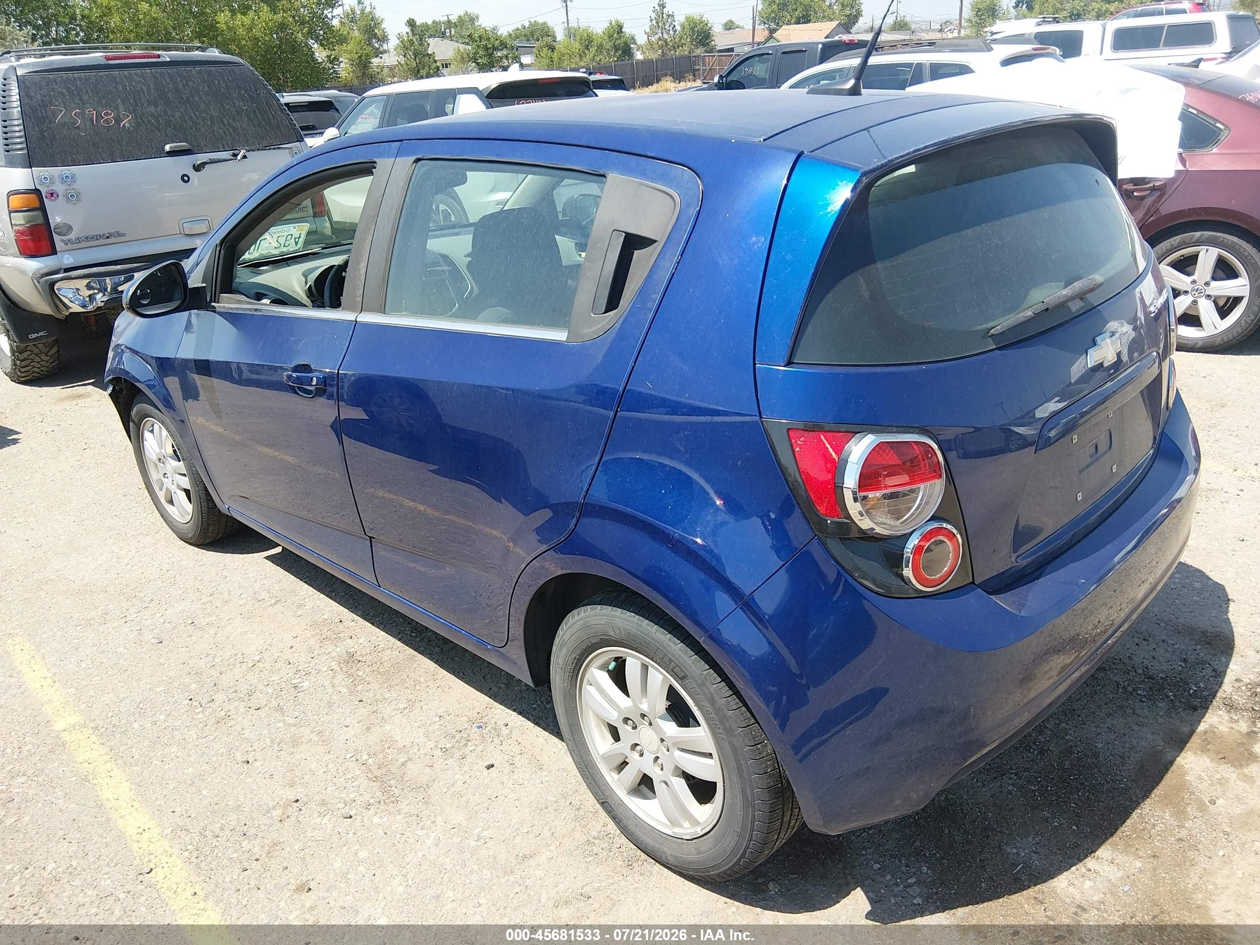 2013 Chevrolet Sonic Lt Manual Blue vin: 1G1JD6SH5D4207697