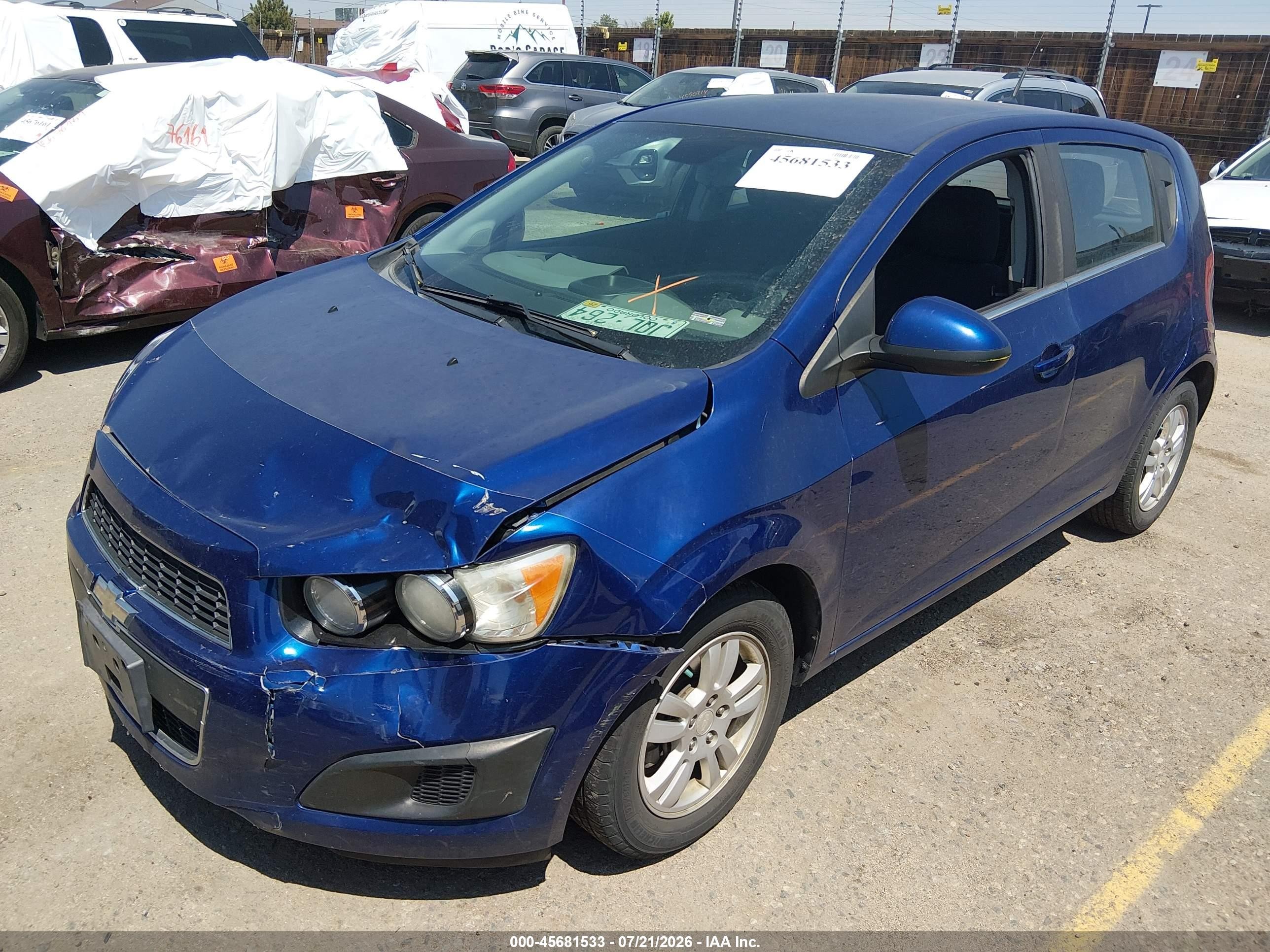 2013 Chevrolet Sonic Lt Manual Blue vin: 1G1JD6SH5D4207697