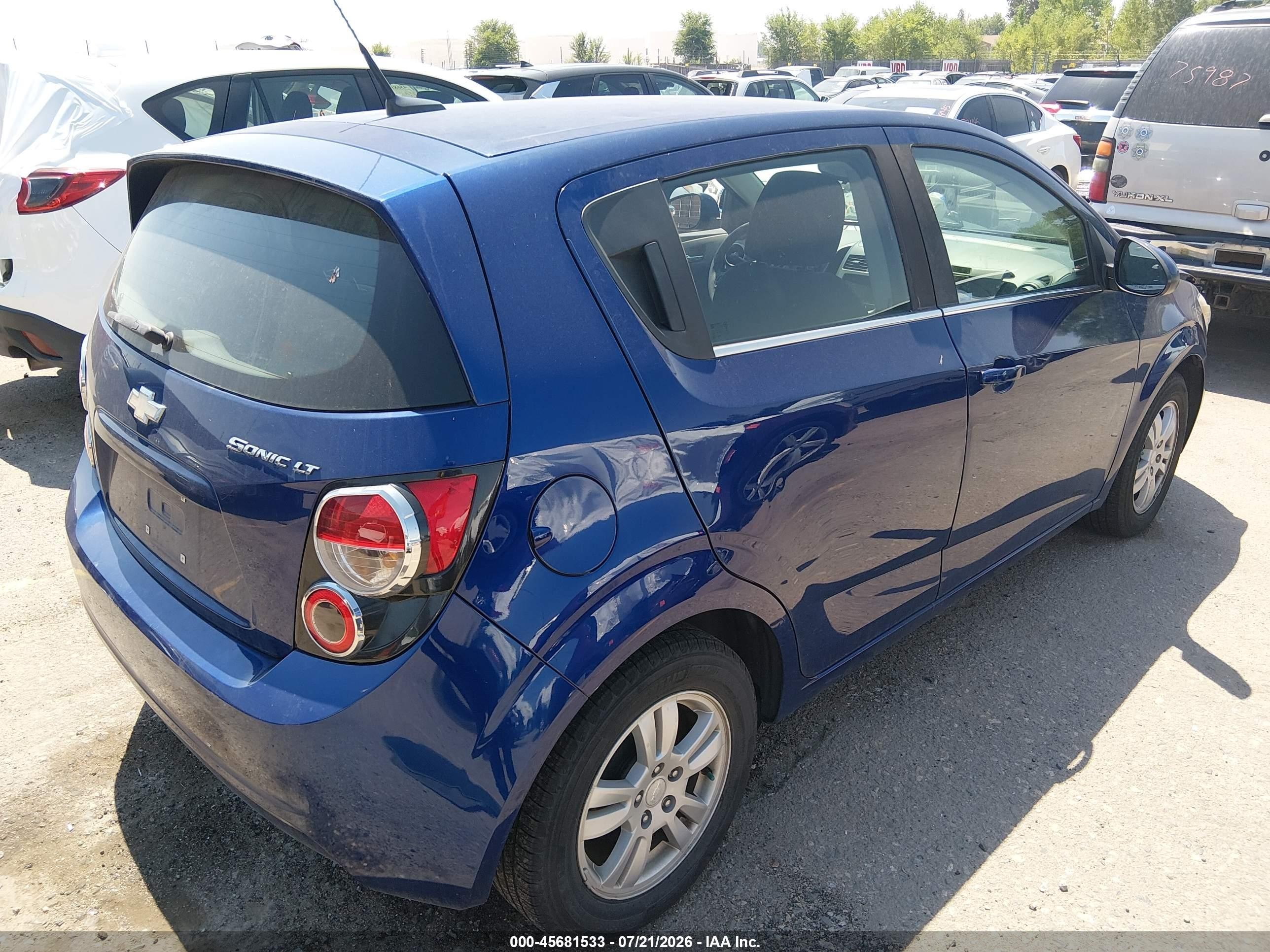 2013 Chevrolet Sonic Lt Manual Blue vin: 1G1JD6SH5D4207697