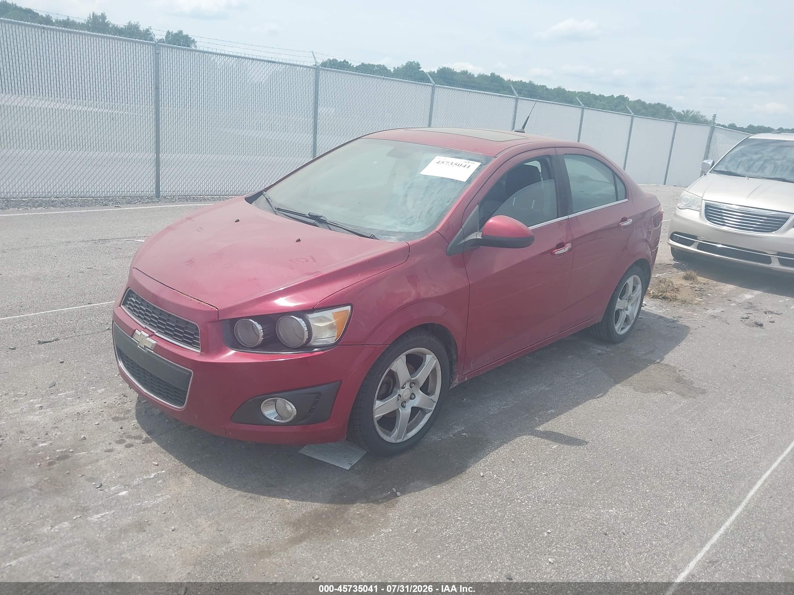 2012 Chevrolet Sonic 2lz Red vin: 1G1JE5SB2C4221672