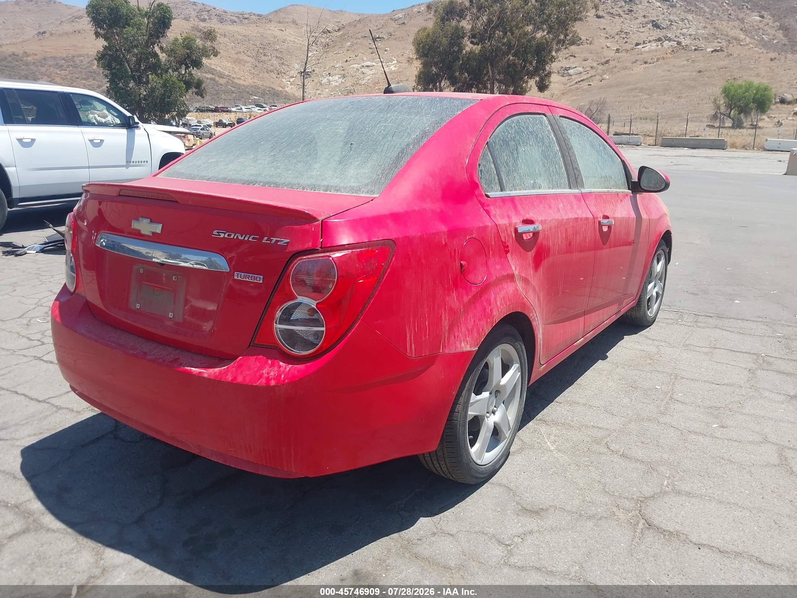 2015 Chevrolet Sonic Ltz Auto Red vin: 1G1JE5SB2F4121060
