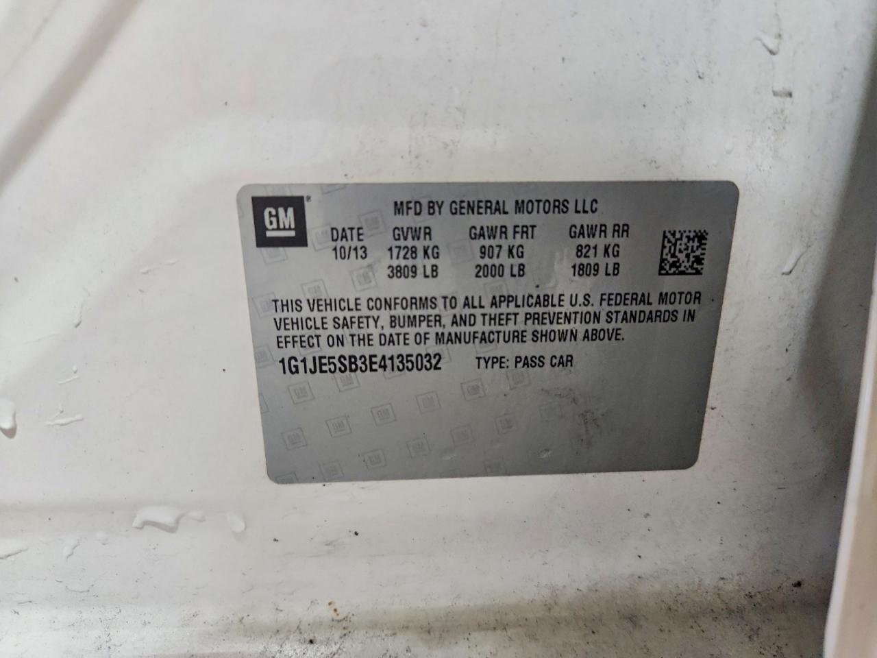 2014 Chevrolet Sonic Ltz Cream vin: 1G1JE5SB3E4135032