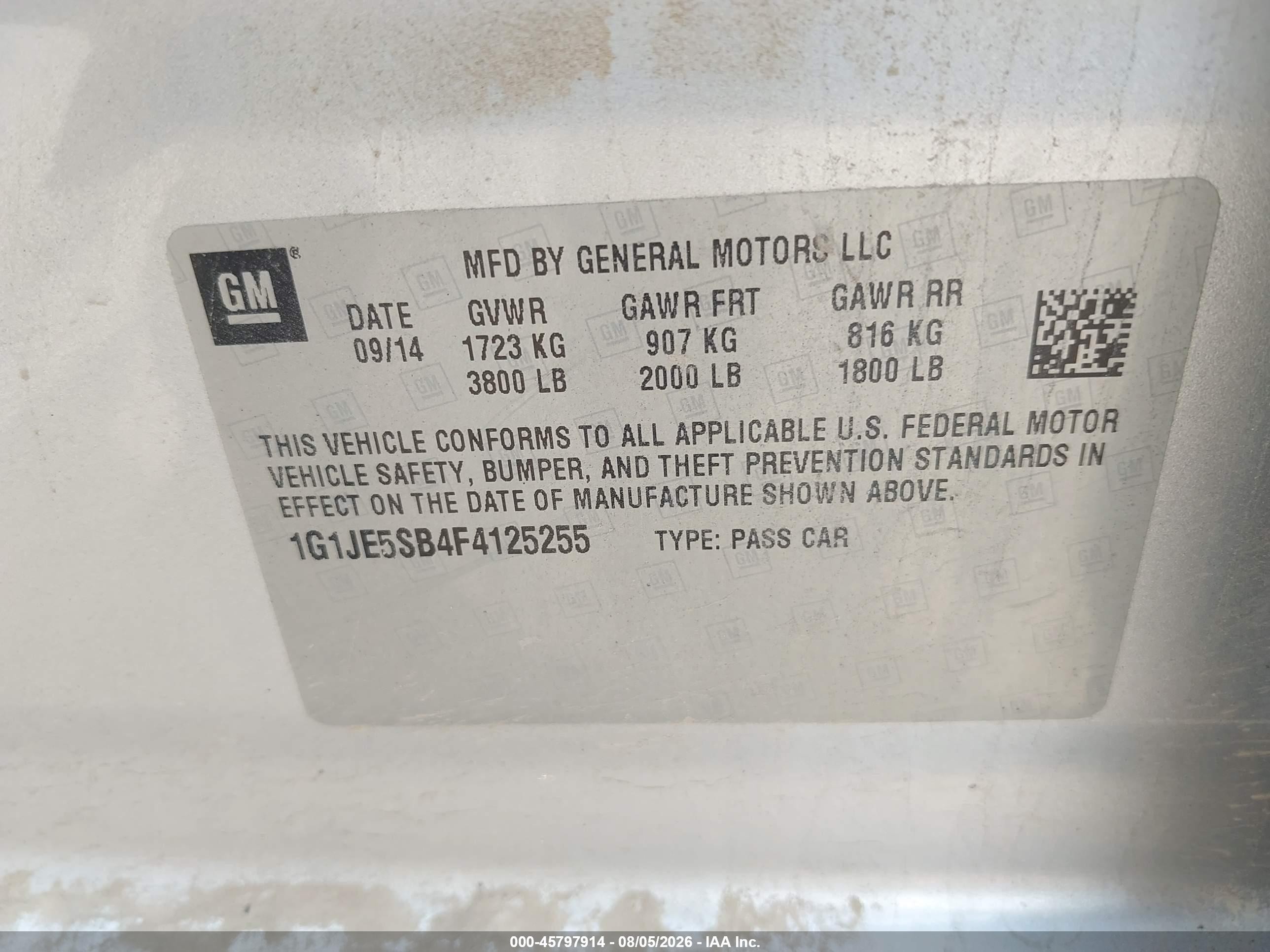 2015 Chevrolet Sonic Ltz Auto Silver vin: 1G1JE5SB4F4125255