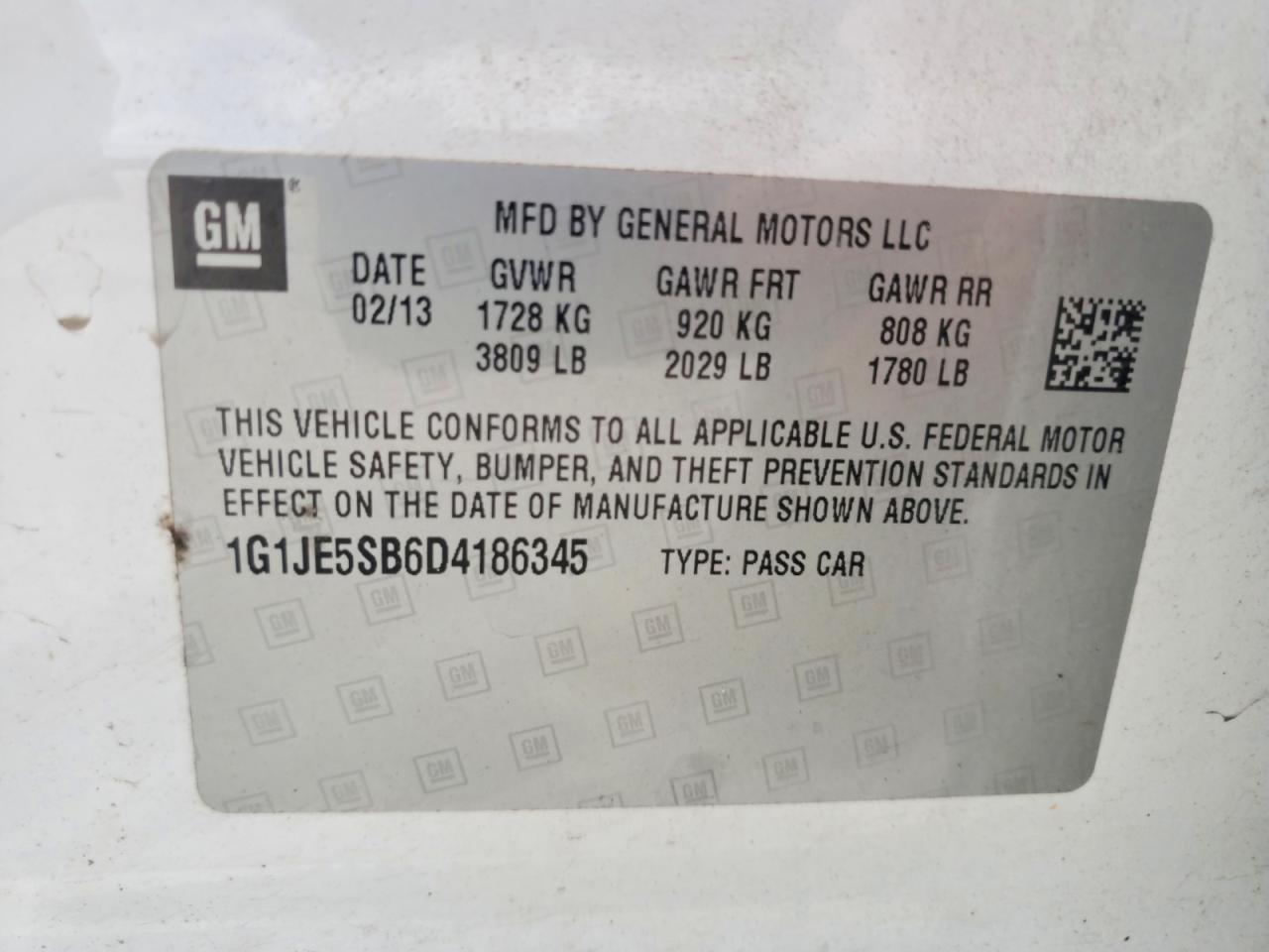2013 Chevrolet Sonic Ltz White vin: 1G1JE5SB6D4186345