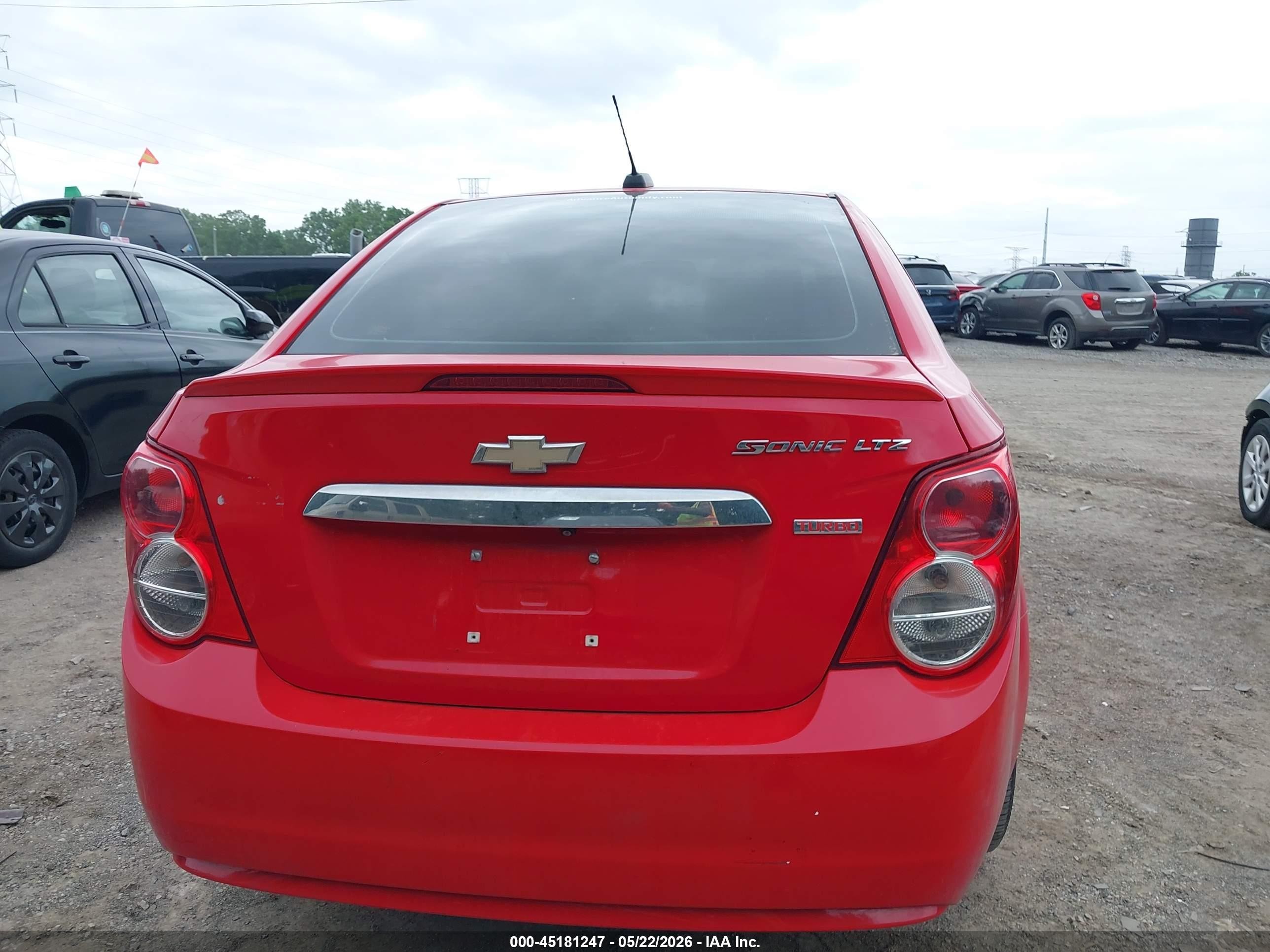 2015 Chevrolet Sonic Ltz Auto Red vin: 1G1JE5SB8F4193753