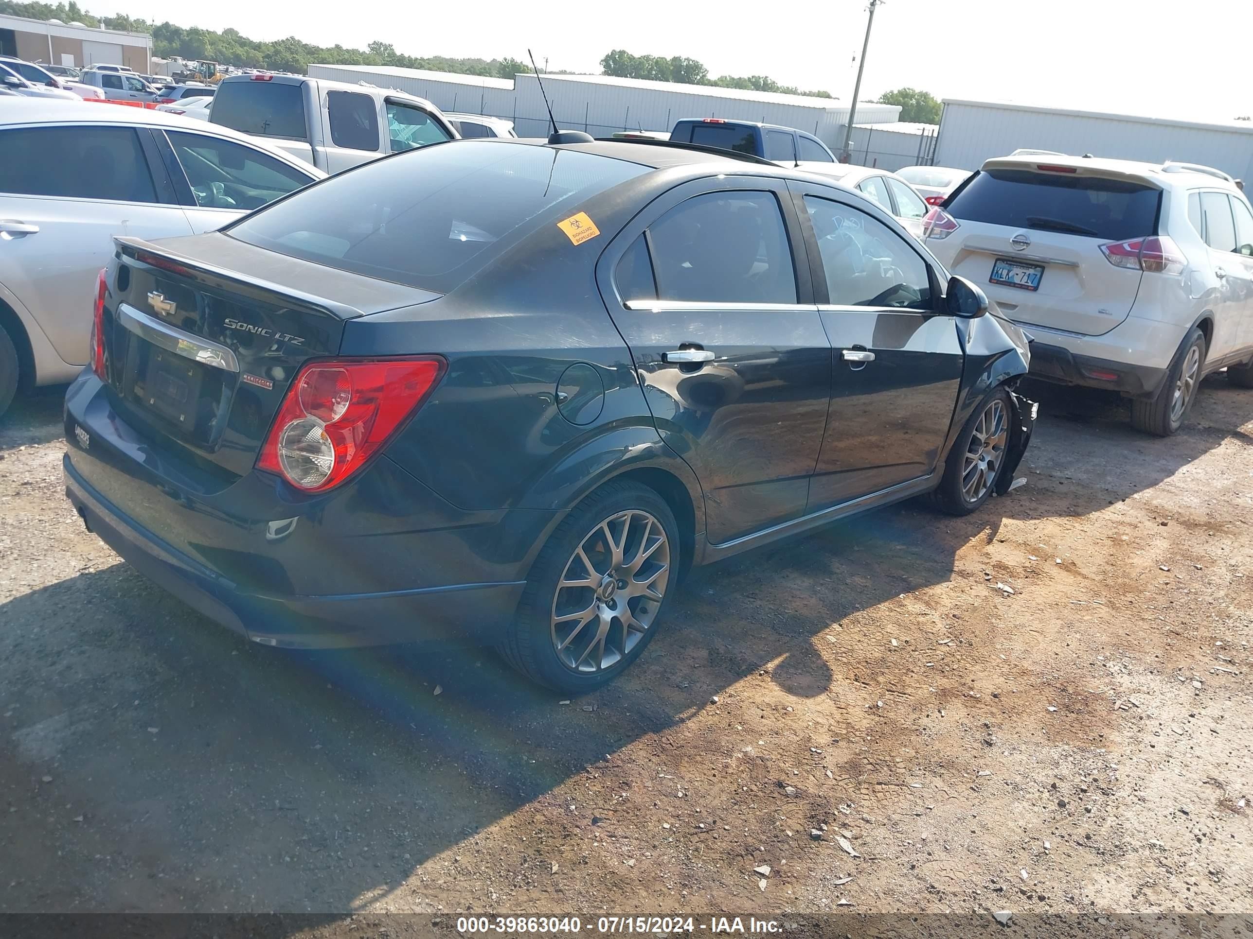 2015 Chevrolet Sonic Ltz Auto Черный vin: 1G1JE5SBXF4185332