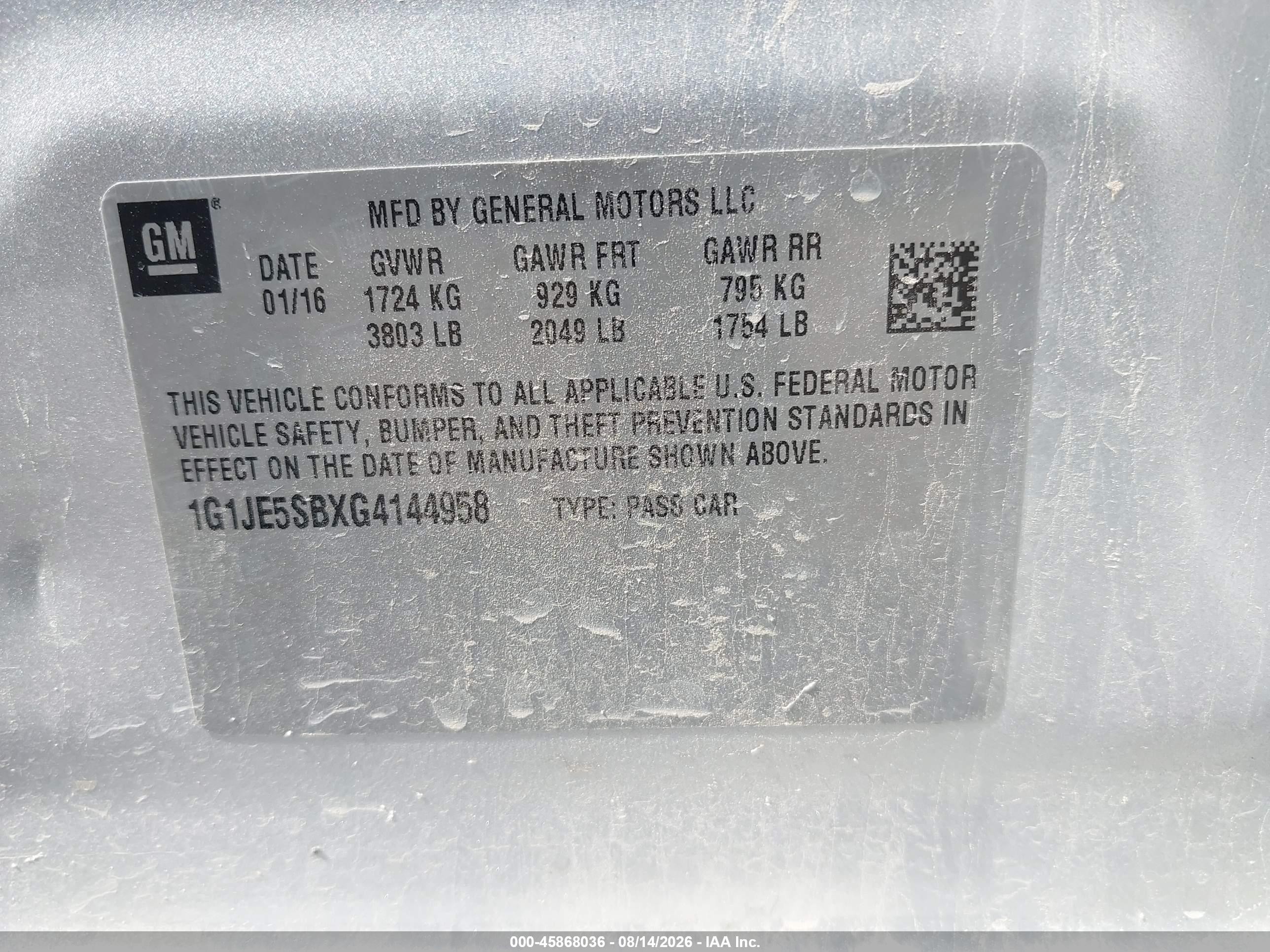2016 Chevrolet Sonic Ltz Auto Silver vin: 1G1JE5SBXG4144958