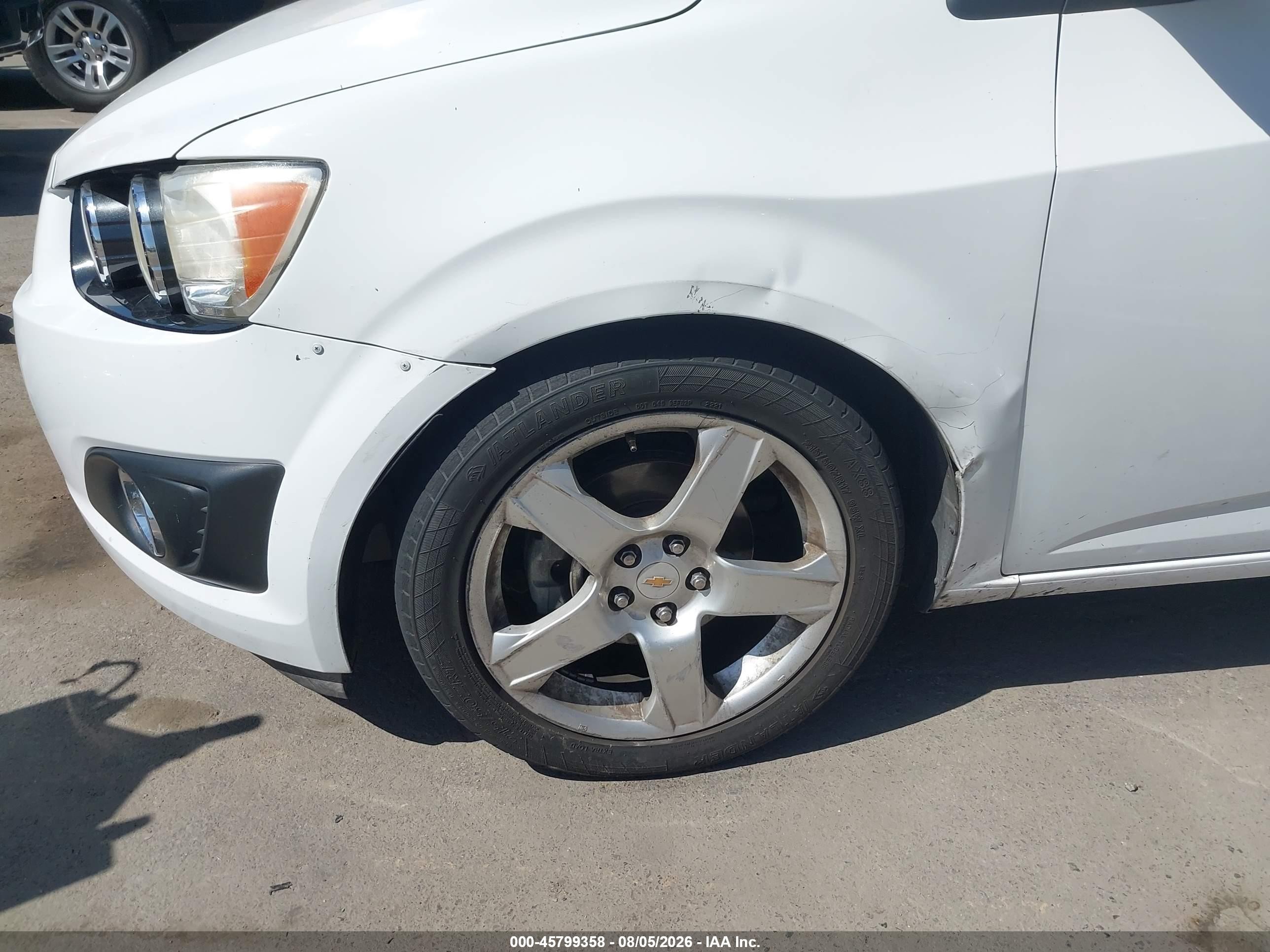 2012 Chevrolet Sonic 2lz White vin: 1G1JE5SH8C4177505