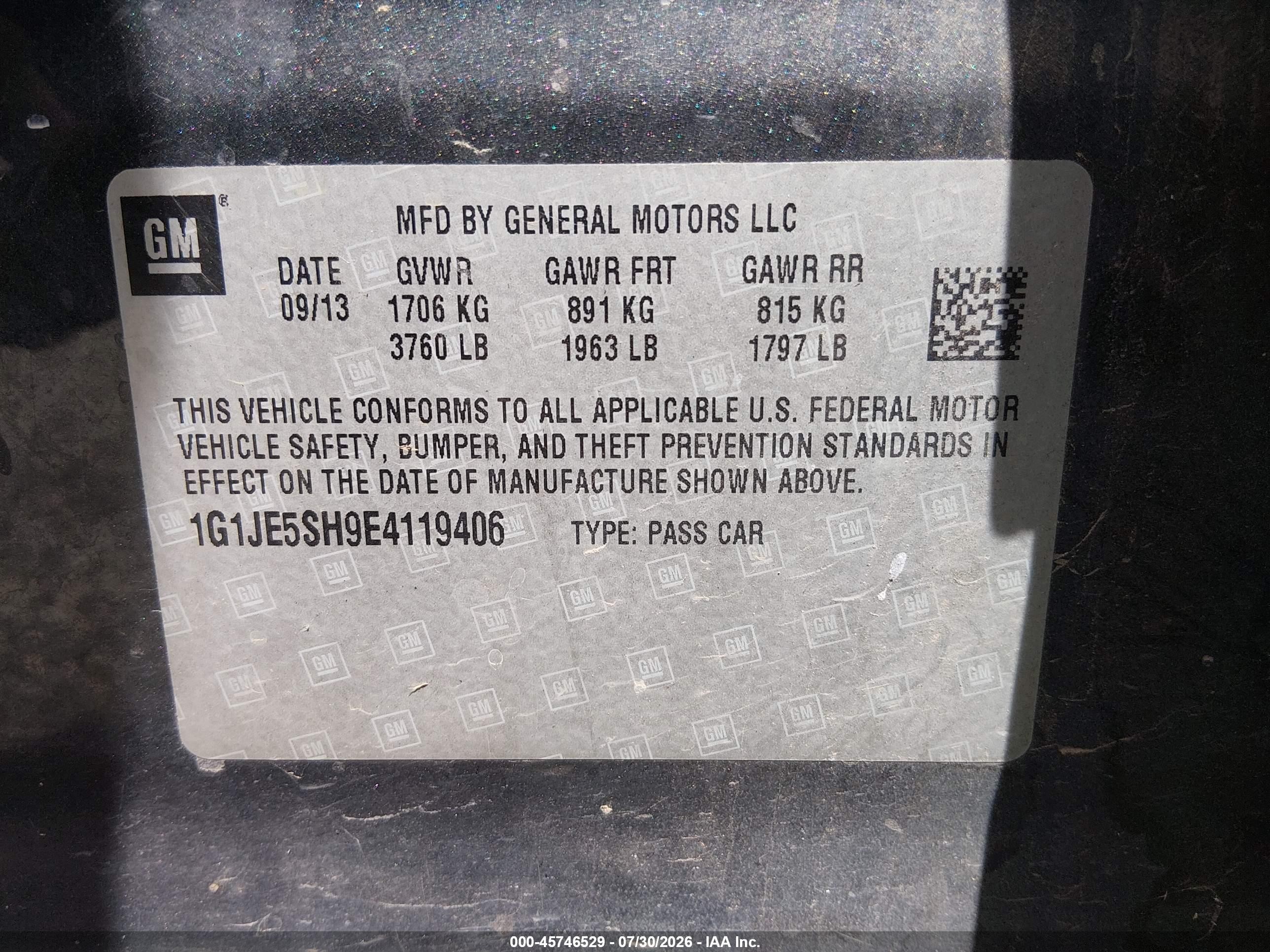 2014 Chevrolet Sonic Ltz Auto Black vin: 1G1JE5SH9E4119406