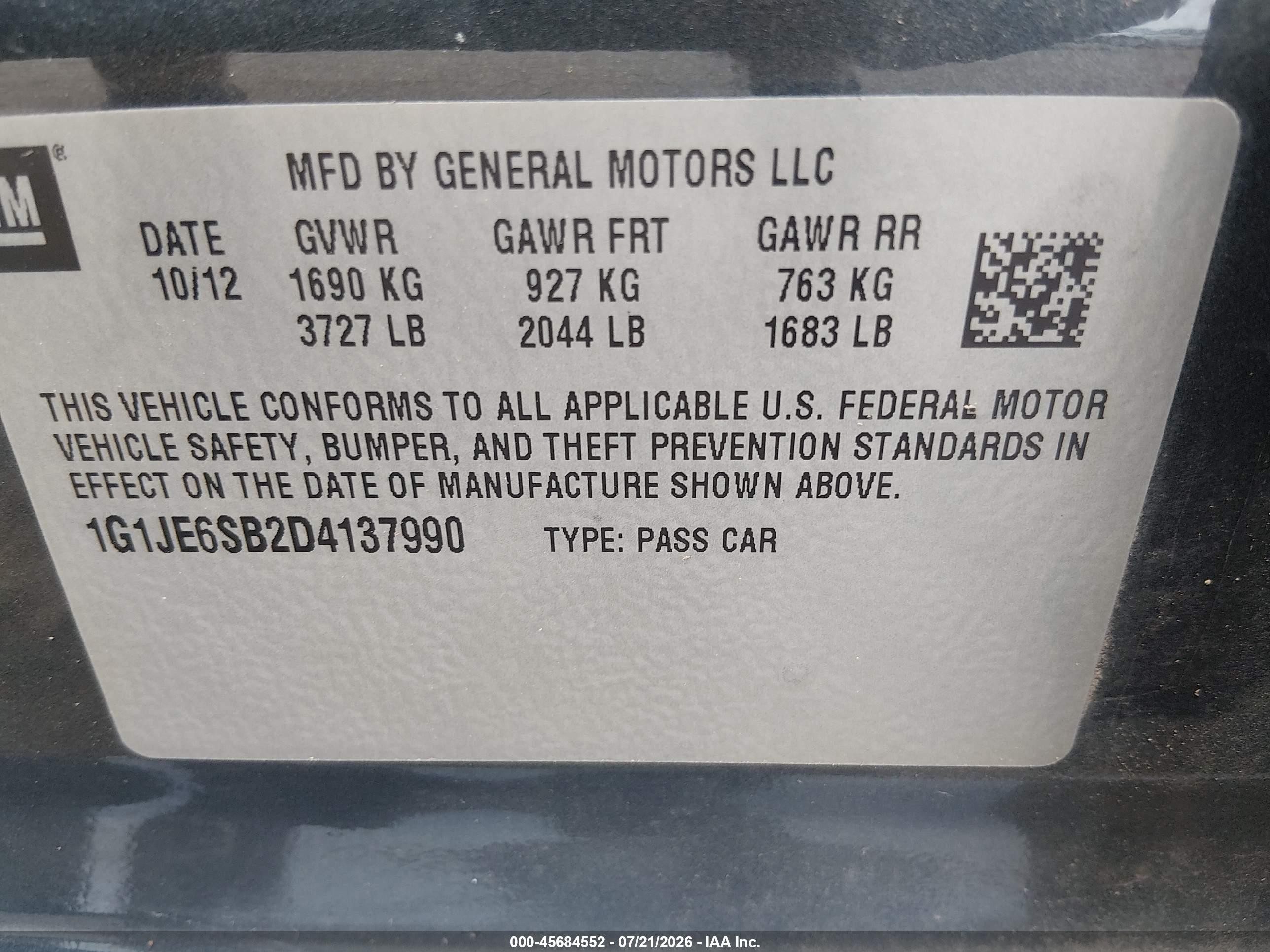 2013 Chevrolet Sonic Ltz Auto Gray vin: 1G1JE6SB2D4137990