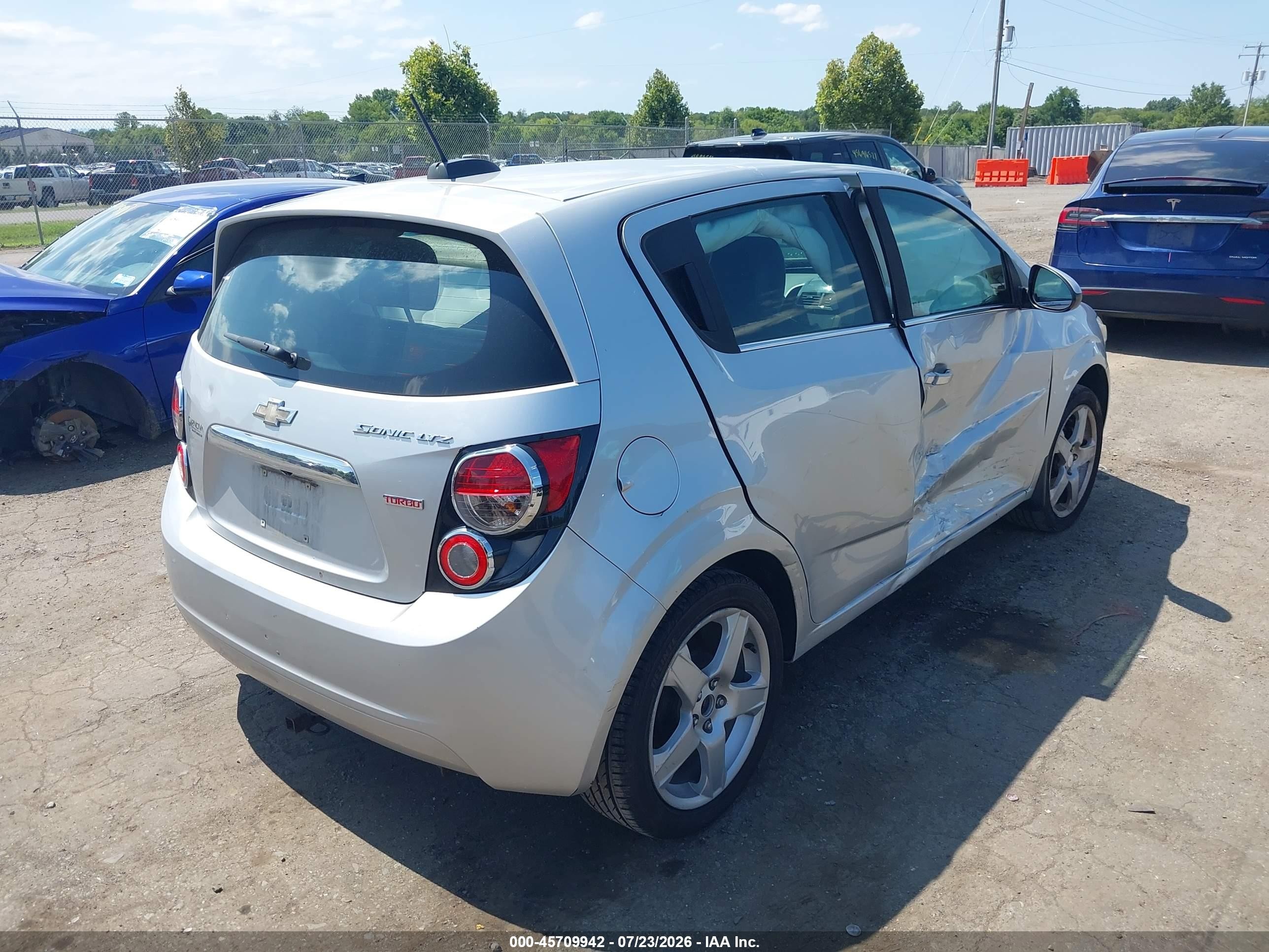 2015 Chevrolet Sonic Ltz Auto Silver vin: 1G1JE6SB2F4212335