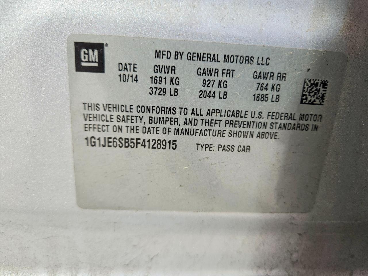 2015 Chevrolet Sonic Ltz Silver vin: 1G1JE6SB5F4128915