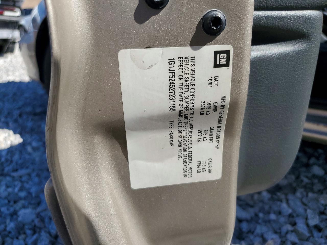2002 Chev Cavalier Silver vin: 1G1JF524527231155