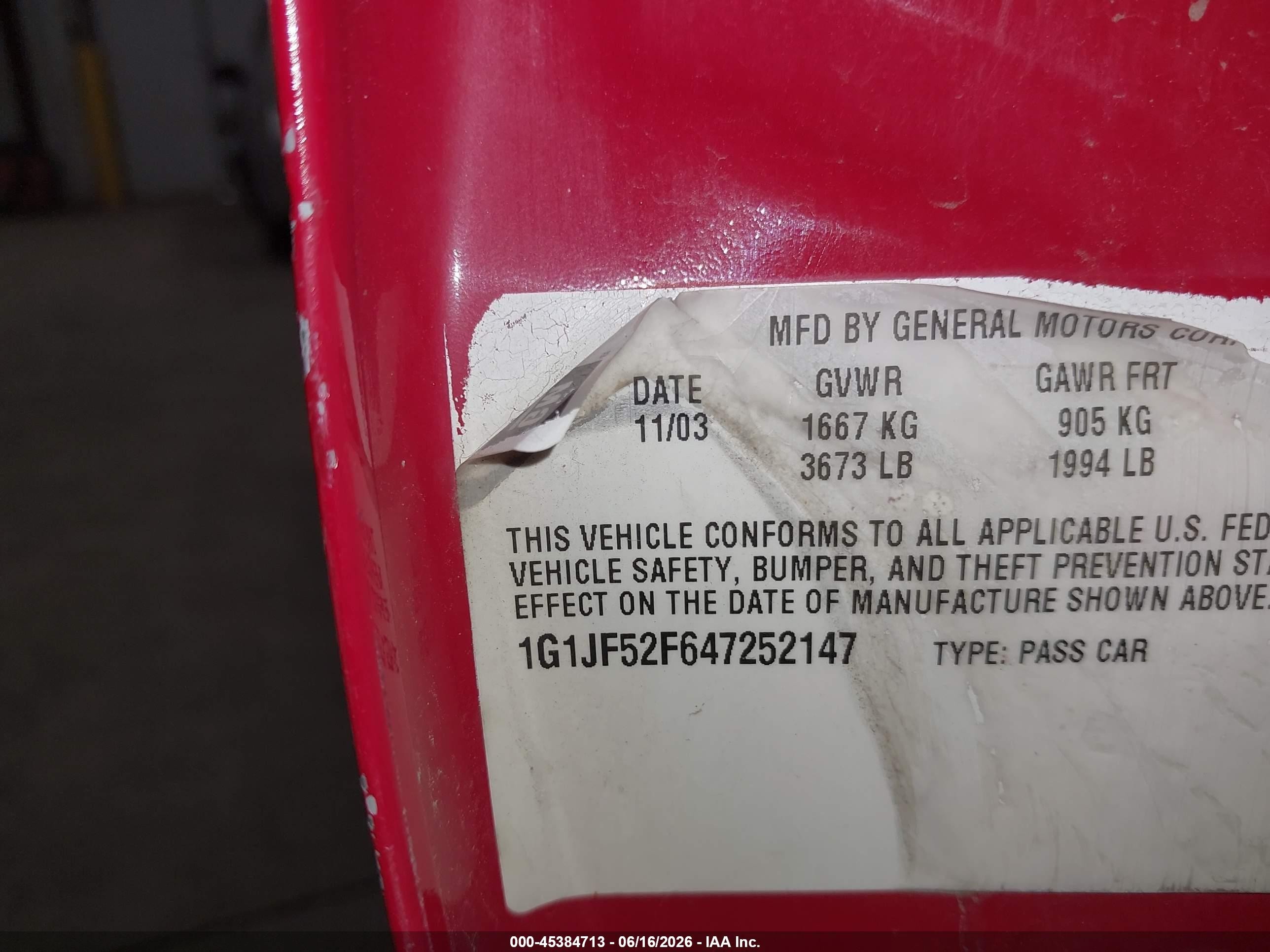2004 Chevrolet Cavalier Ls Red vin: 1G1JF52F647252147