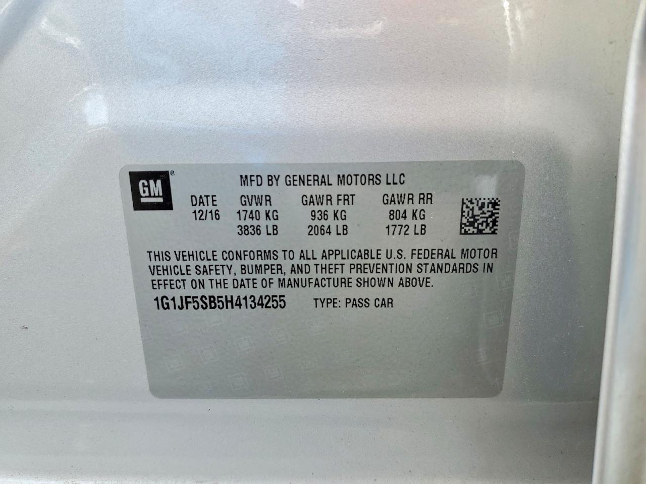 2017 Chevrolet Sonic Premier Silver vin: 1G1JF5SB5H4134255