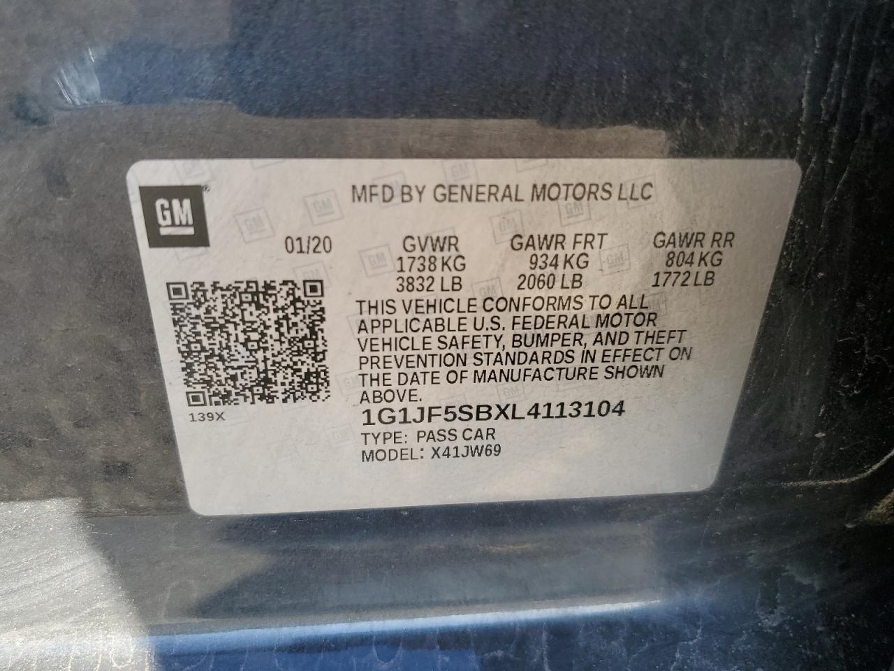 2020 Chevrolet Sonic Premier Charcoal vin: 1G1JF5SBXL4113104