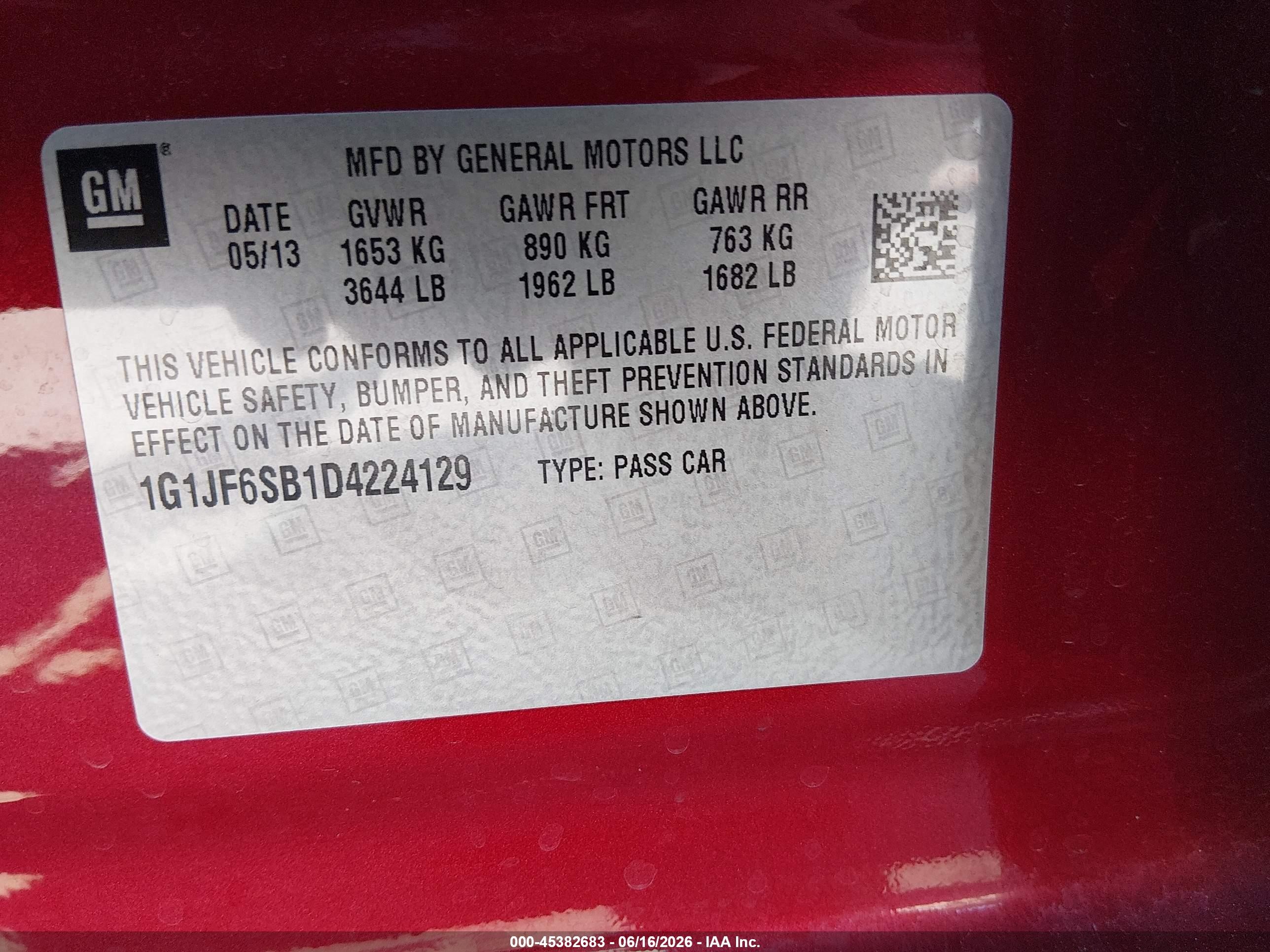 2013 Chevrolet Sonic Ltz Manual Red vin: 1G1JF6SB1D4224129