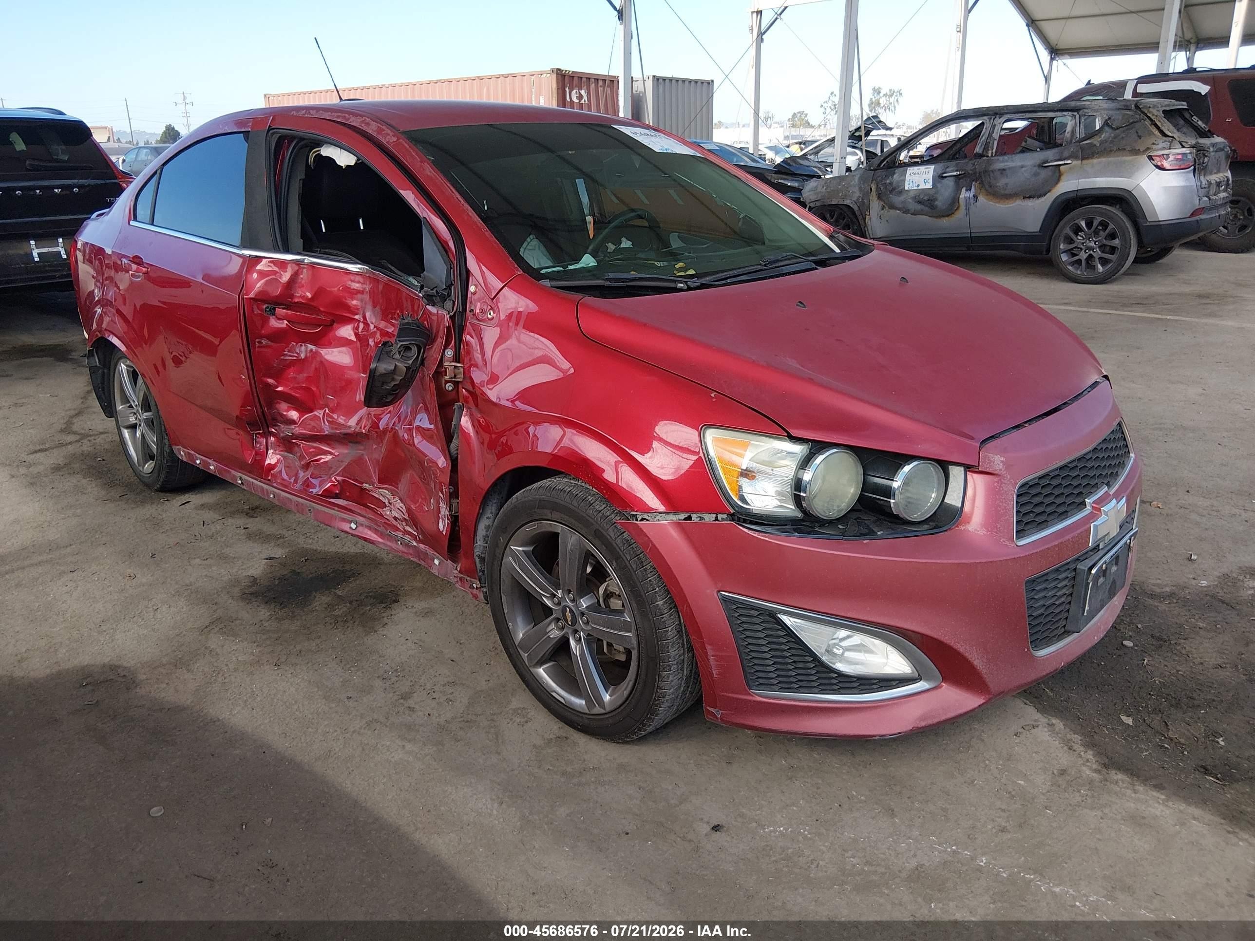 2015 Chevrolet Sonic Rs Auto Red vin: 1G1JG5SB7F4183886