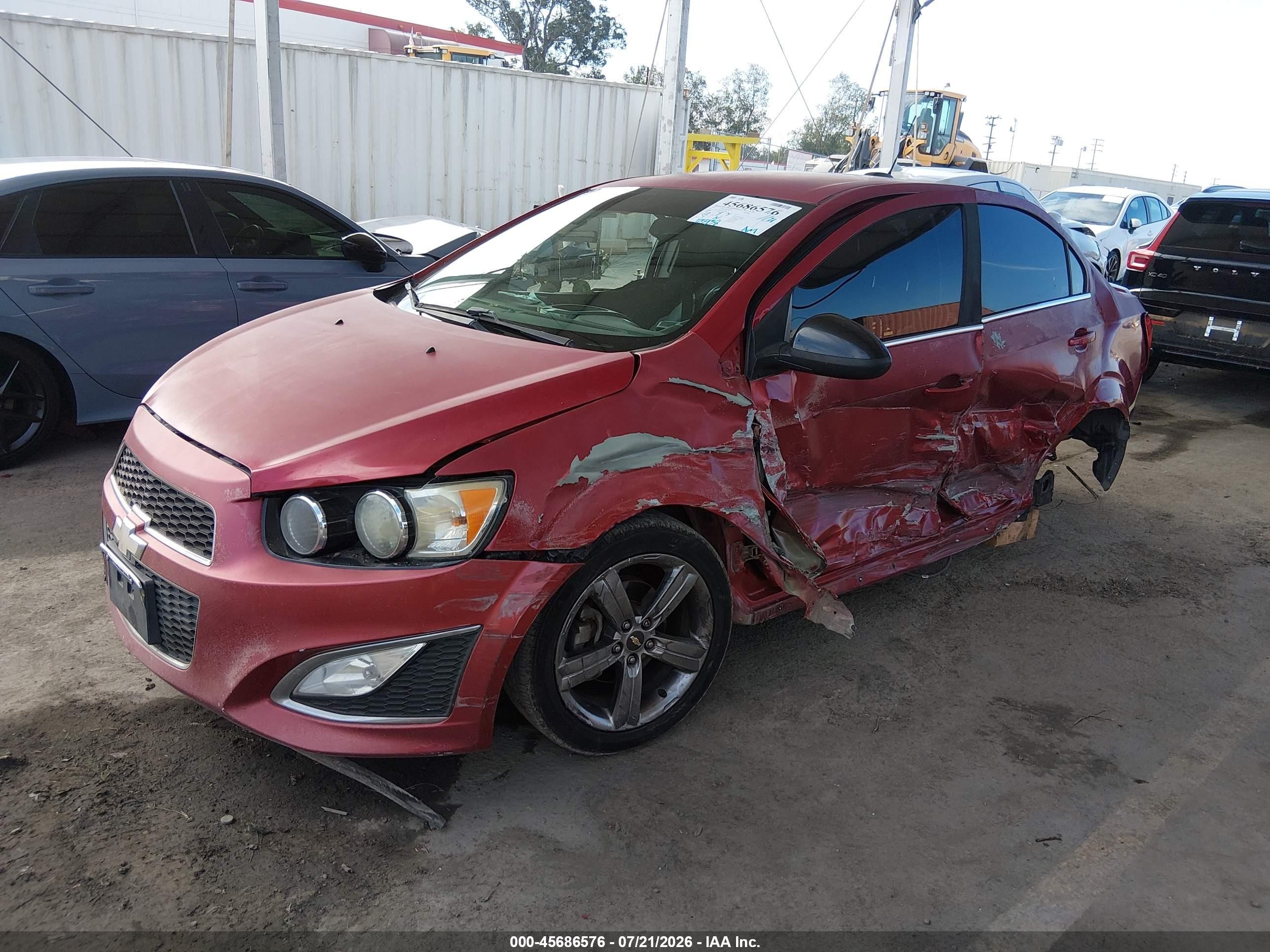 2015 Chevrolet Sonic Rs Auto Red vin: 1G1JG5SB7F4183886