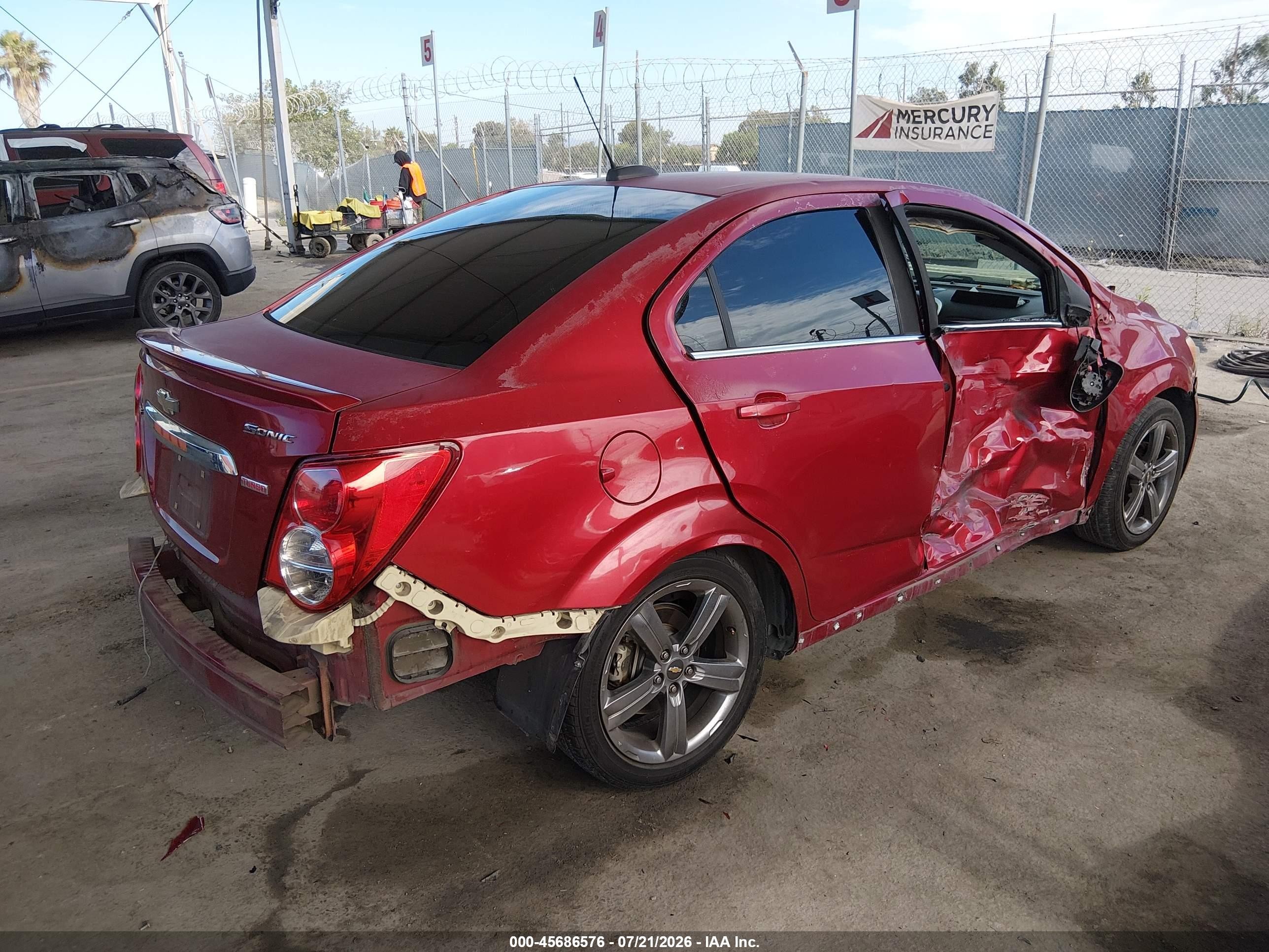 2015 Chevrolet Sonic Rs Auto Red vin: 1G1JG5SB7F4183886