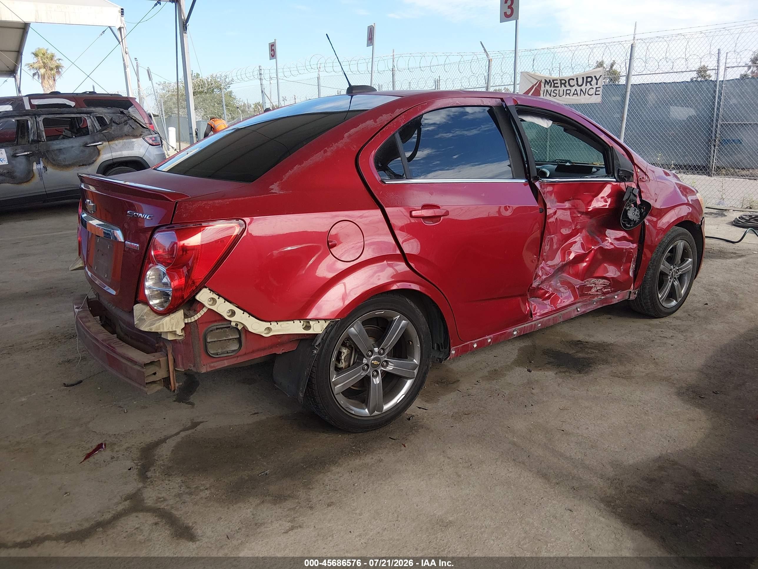 2015 Chevrolet Sonic Rs Auto Red vin: 1G1JG5SB7F4183886