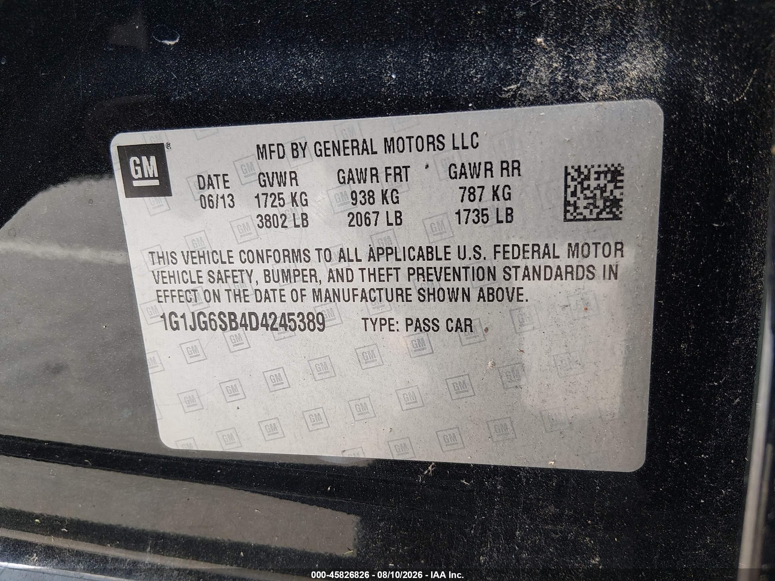 2013 Chevrolet Sonic Rs Auto Black vin: 1G1JG6SB4D4245389