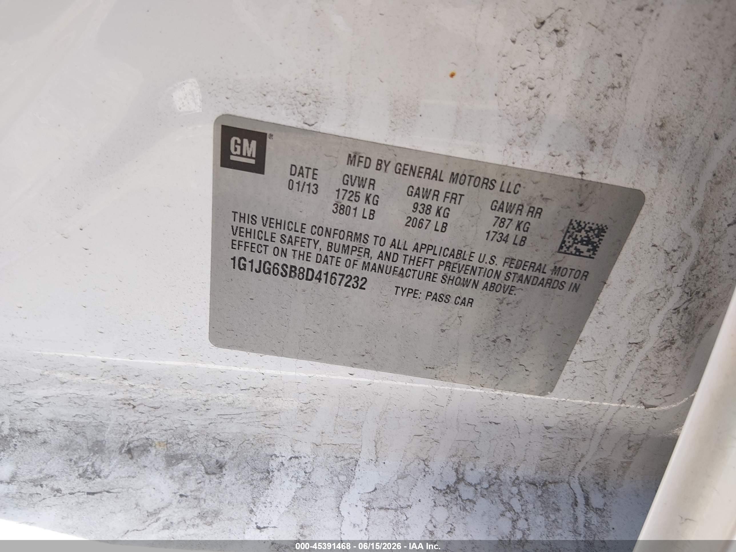 2013 Chevrolet Sonic Rs Auto White vin: 1G1JG6SB8D4167232