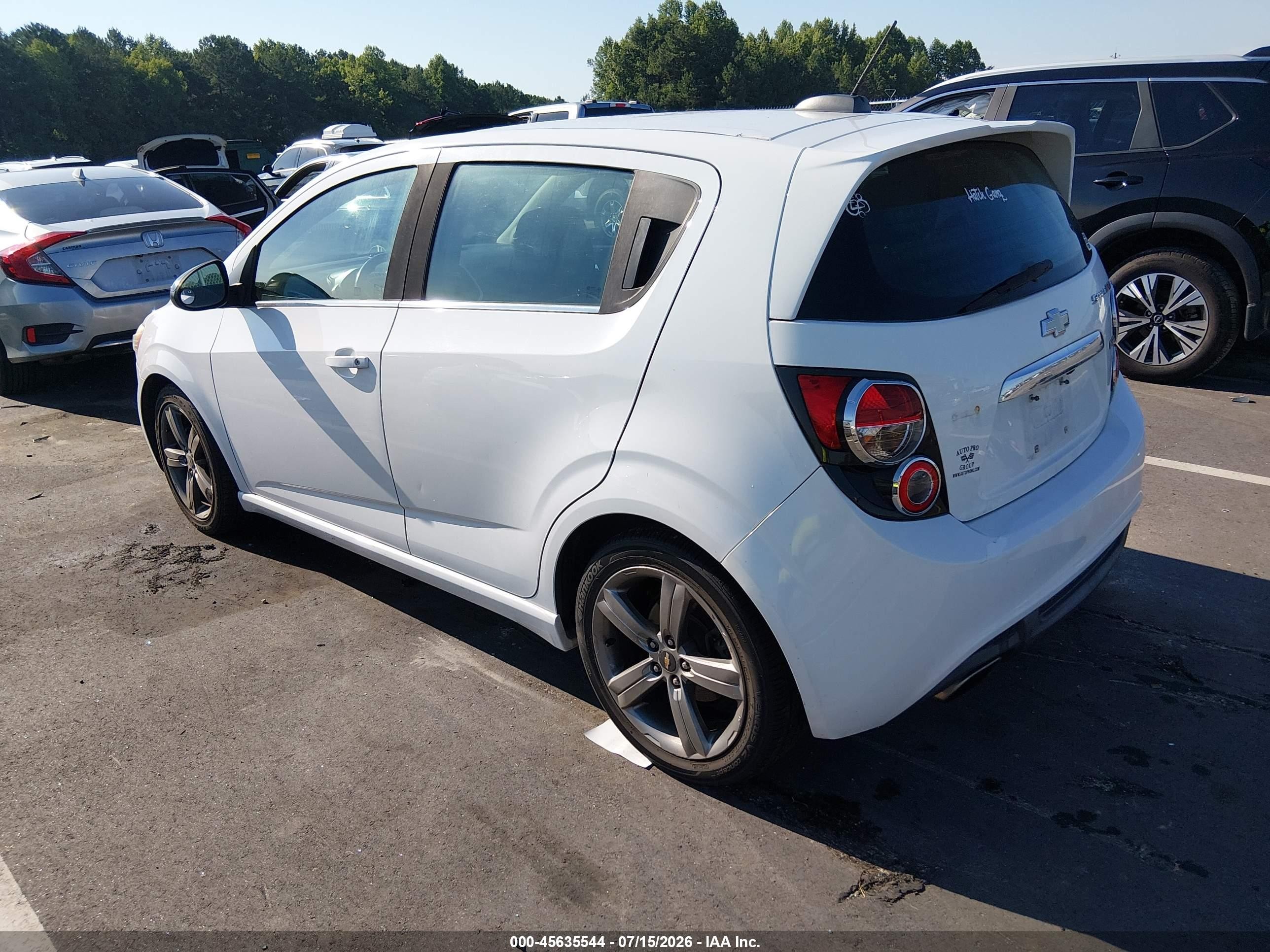 2015 Chevrolet Sonic Rs Auto White vin: 1G1JG6SBXF4154386