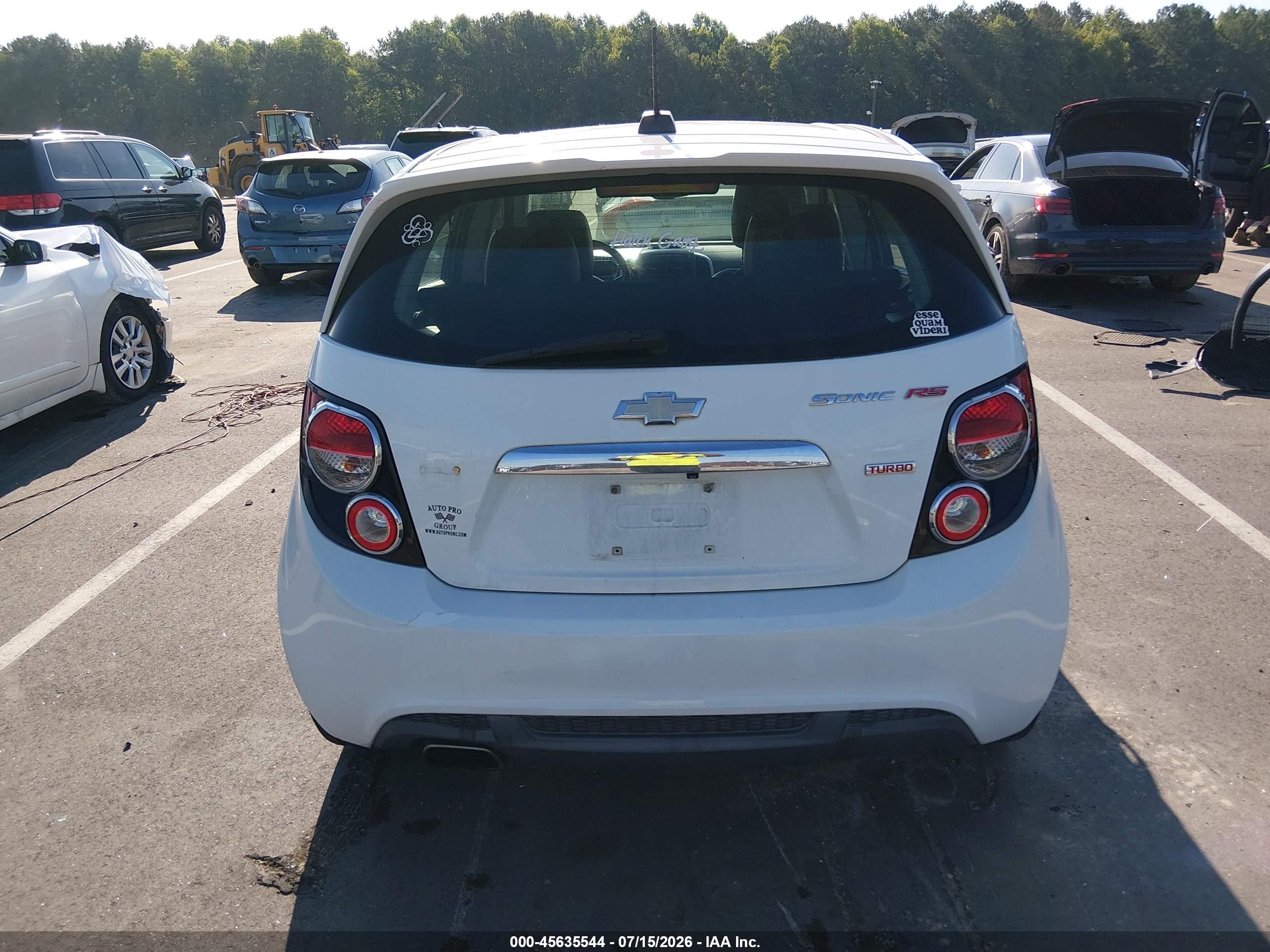 2015 Chevrolet Sonic Rs Auto White vin: 1G1JG6SBXF4154386