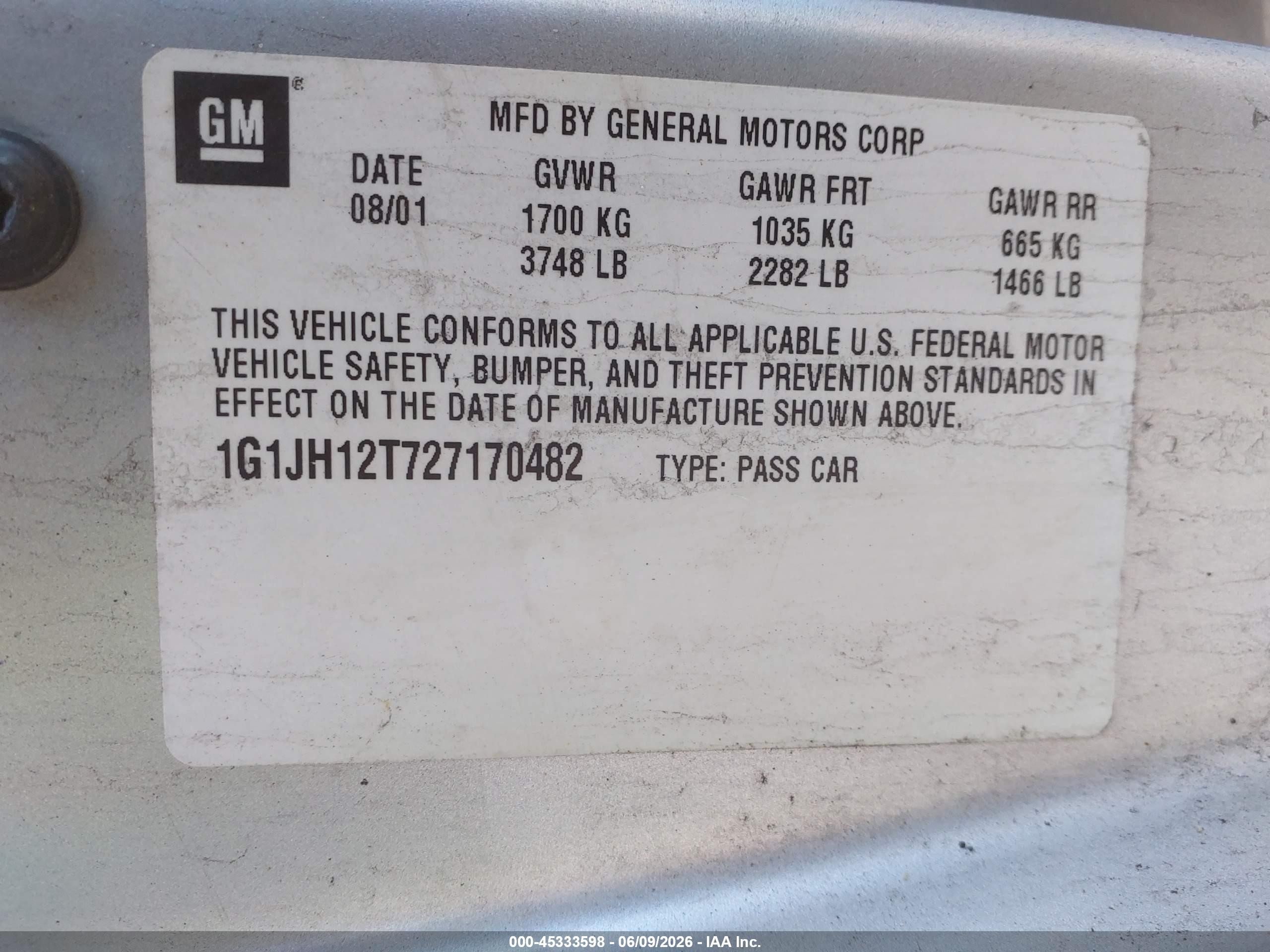 2002 Chevrolet Cavalier Z24 Silver vin: 1G1JH12T727170482