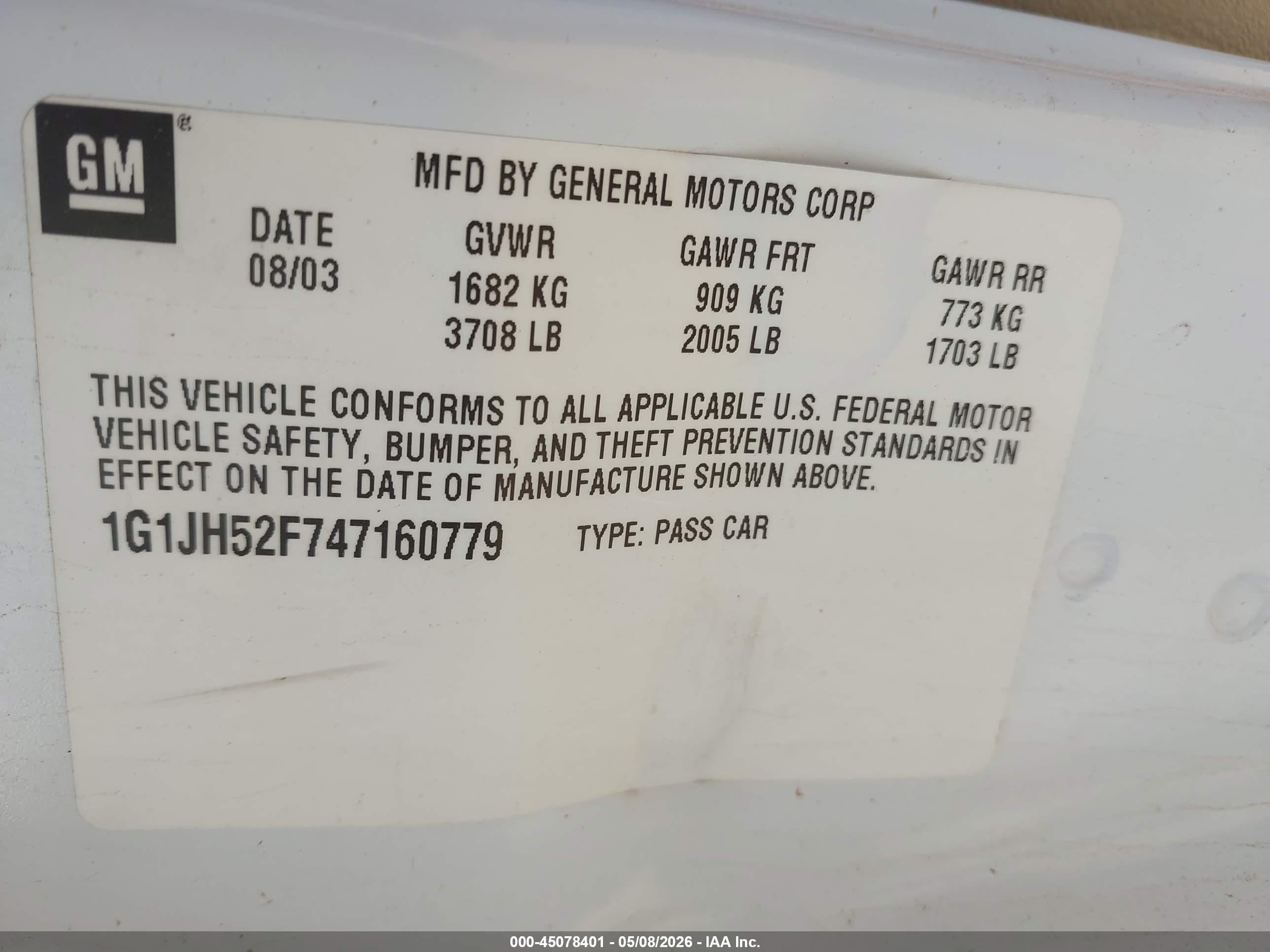2004 Chevrolet Cavalier Ls Sport White vin: 1G1JH52F747160779