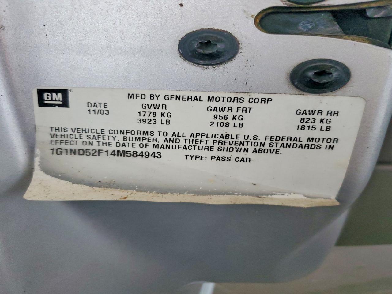 2004 Chevrolet Classic Серый vin: 1G1ND52F14M584943
