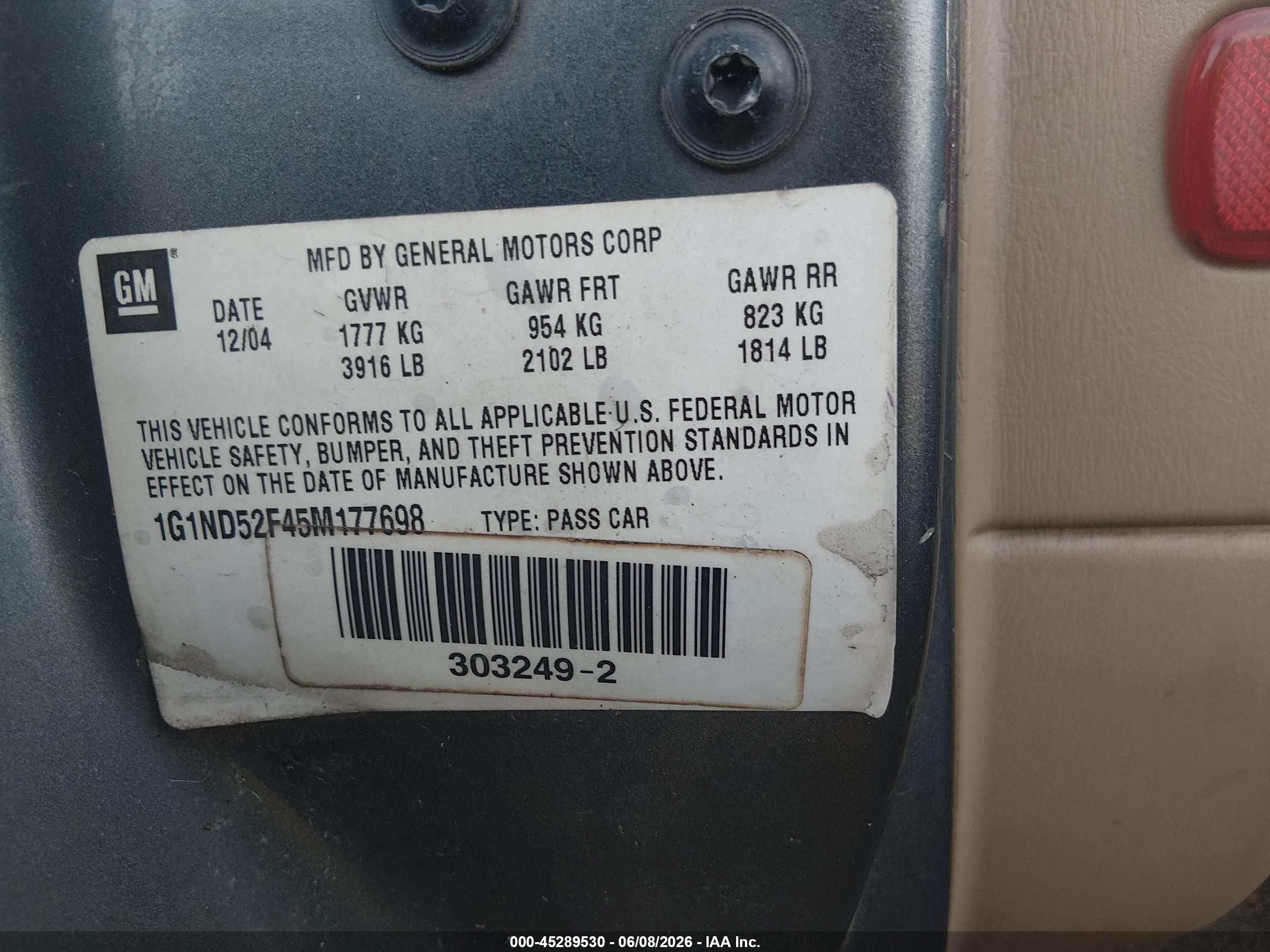 2005 Chevrolet Classic   Blue vin: 1G1ND52F45M177698