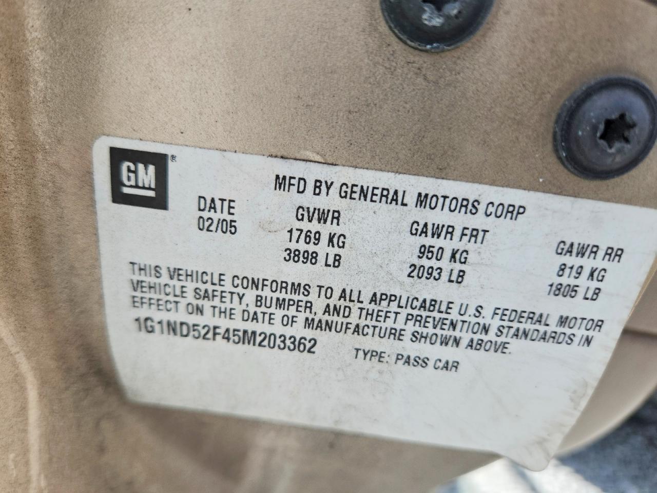 2005 Chevrolet Impala Золотой vin: 1G1ND52F45M203362
