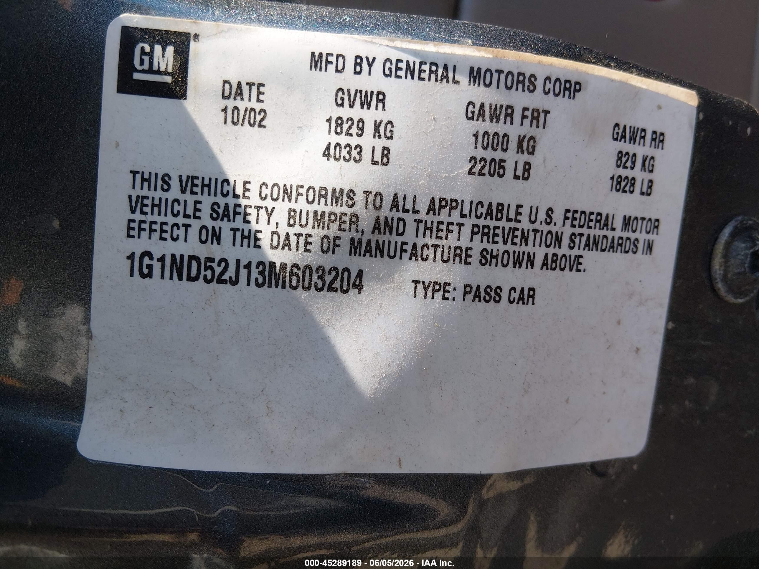 2003 Chevrolet Malibu   Gray vin: 1G1ND52J13M603204