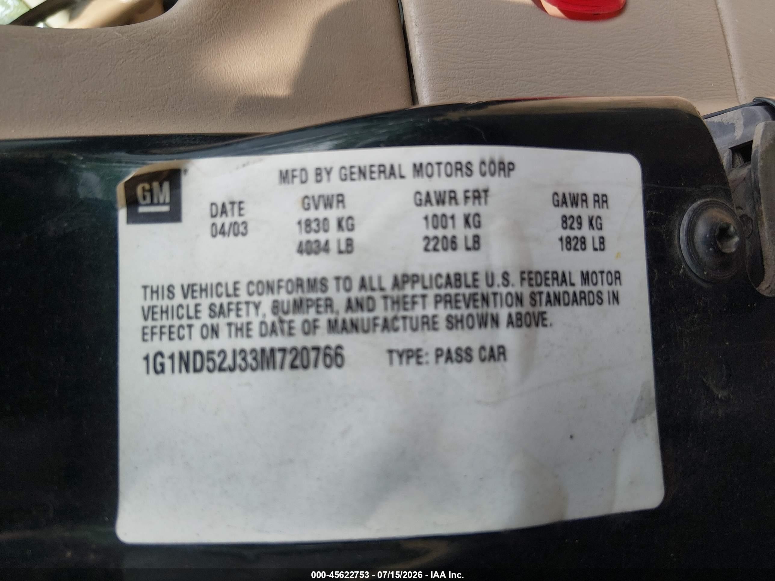 2003 Chevrolet Malibu   Green vin: 1G1ND52J33M720766
